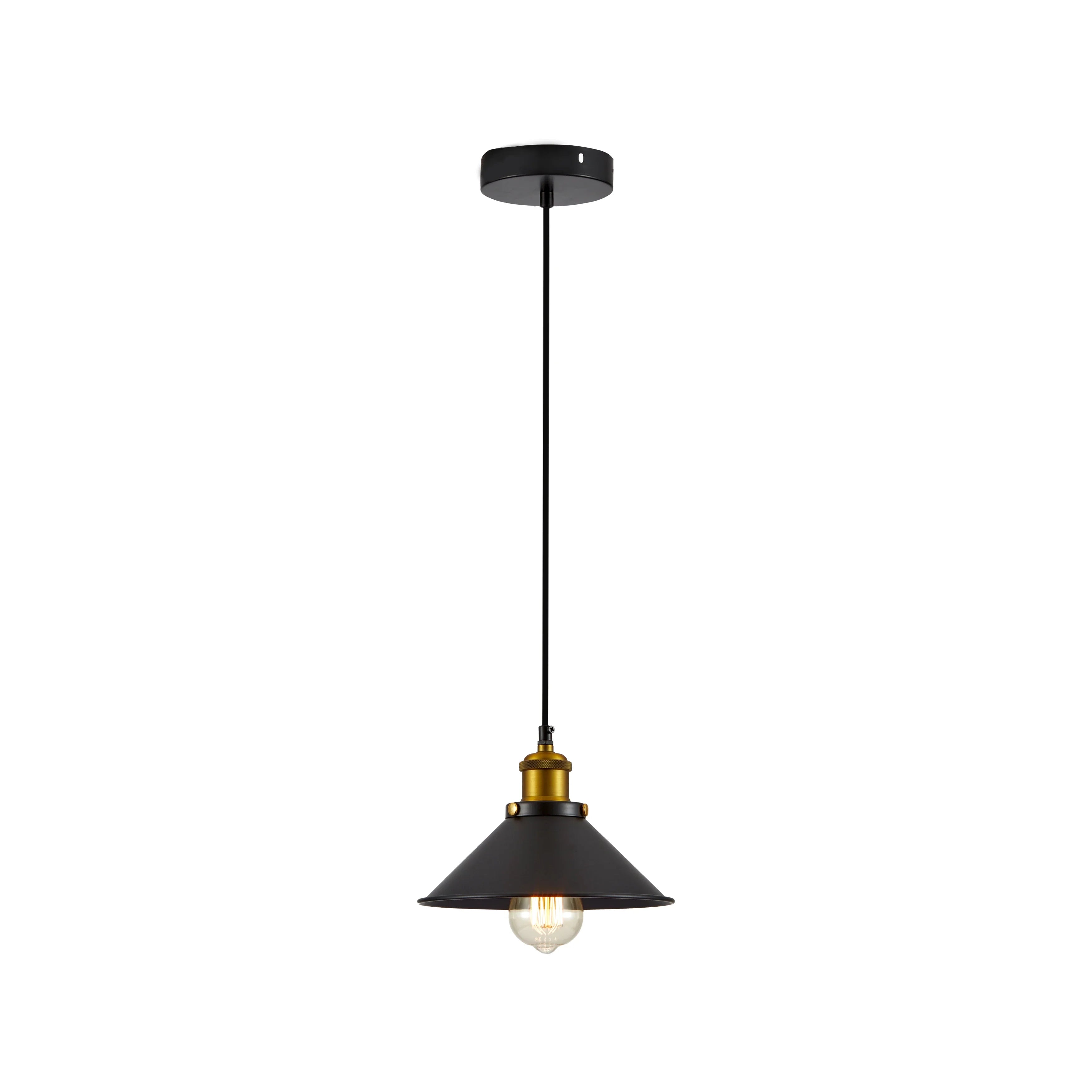 Black Metal Funnel Metal Ceiling Pendant Light E27 Fitting