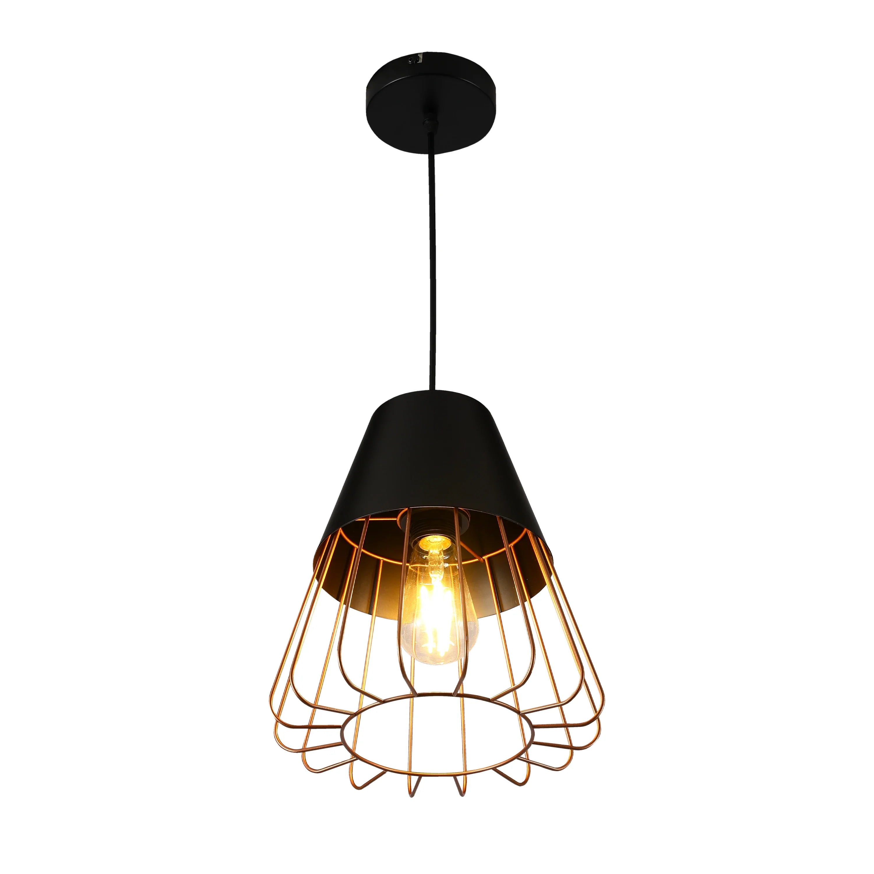 Aurelia Black & Gold Cage Pendant Light