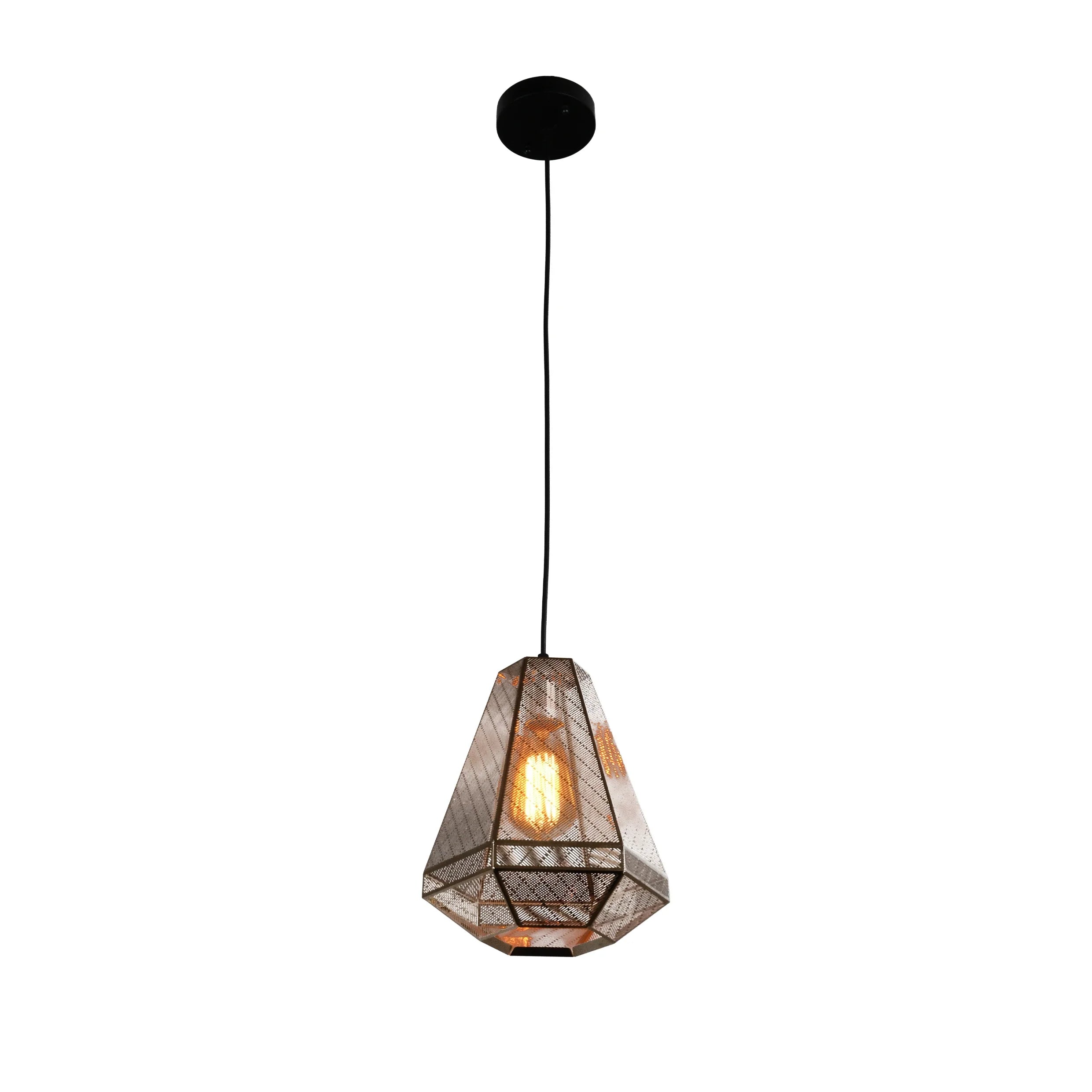 Gold Metal Polyhedral Pendant Ceiling Light E27