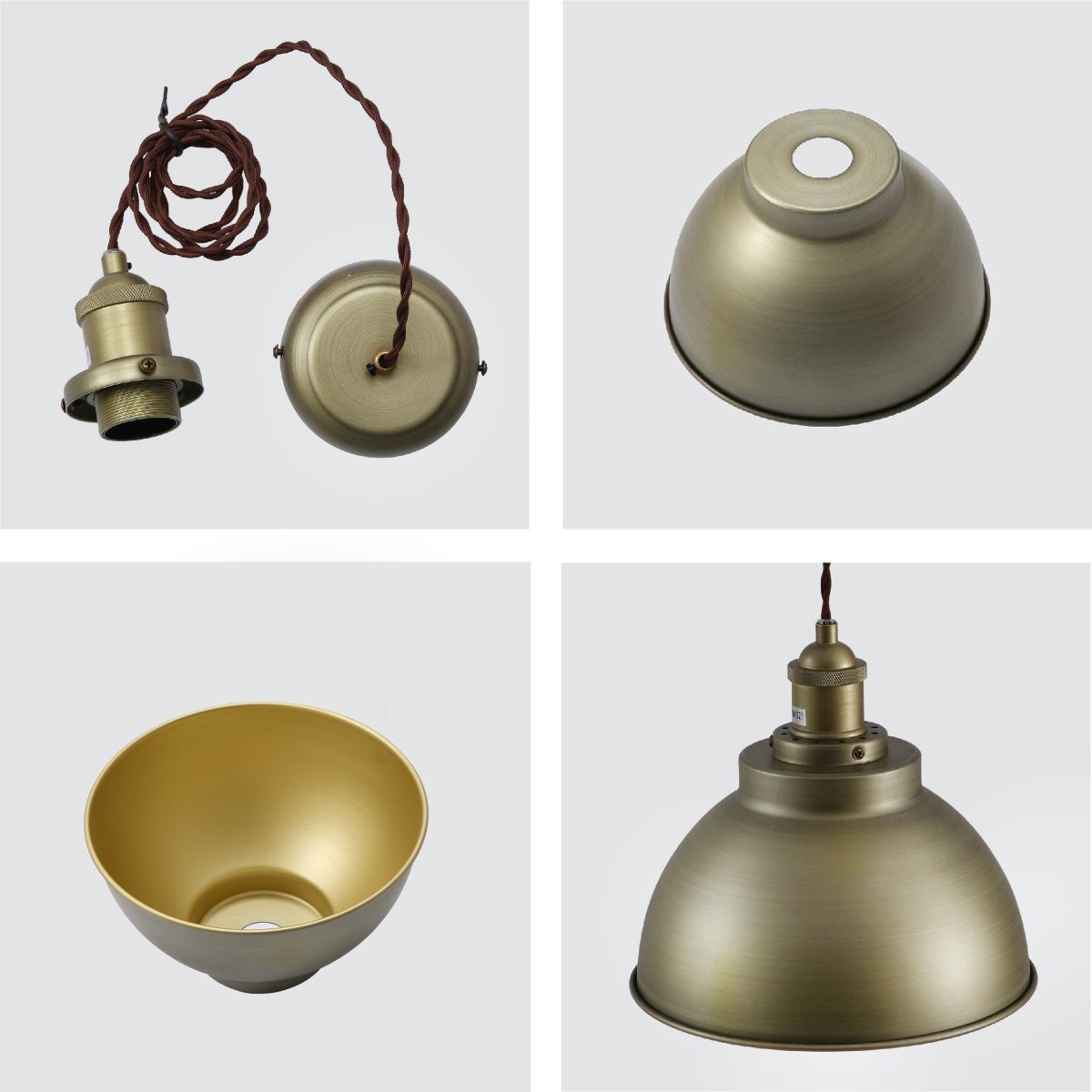 Detailed shots of Brooklyn Vintage Metal Dome Pendant Light Pewter Copper Bronze E27 | TEKLED 150-18205