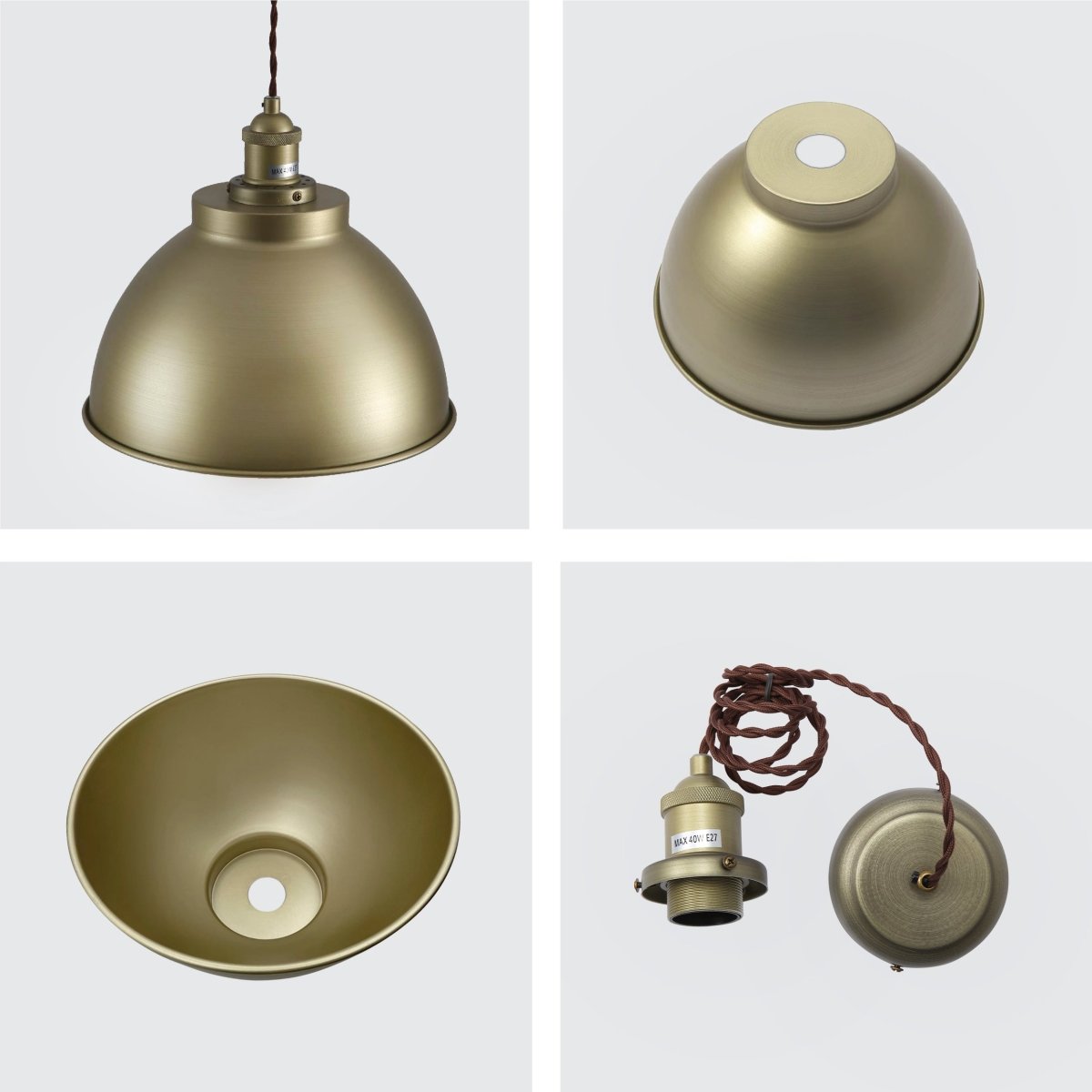 Detailed shots of Brooklyn Vintage Metal Dome Pendant Light Pewter Copper Bronze E27 | TEKLED 150-18207
