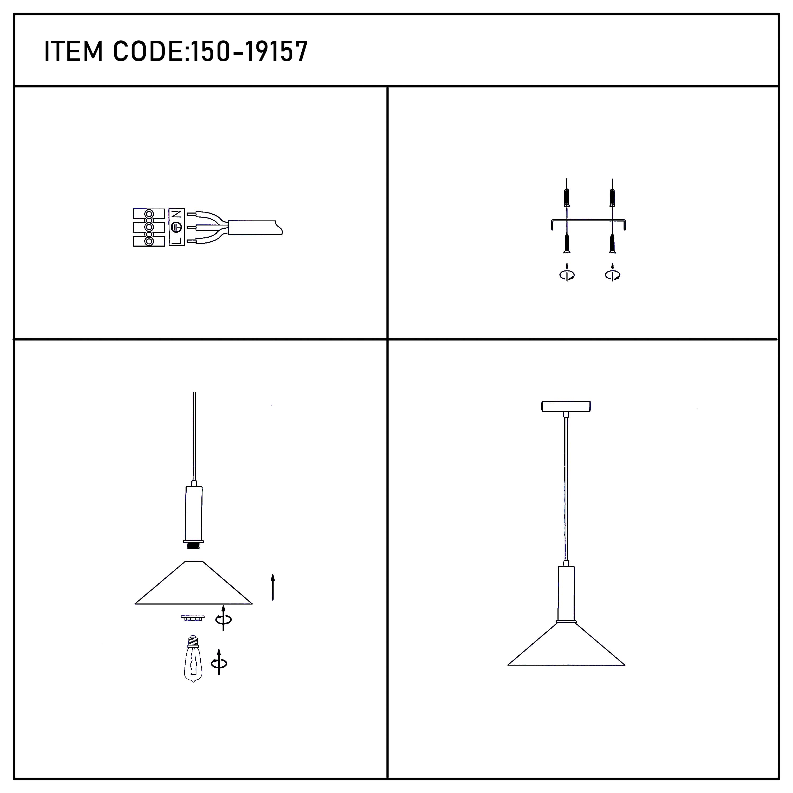 Modern Black Brass Ceiling Pendant Light, Adjustable Drop, E27