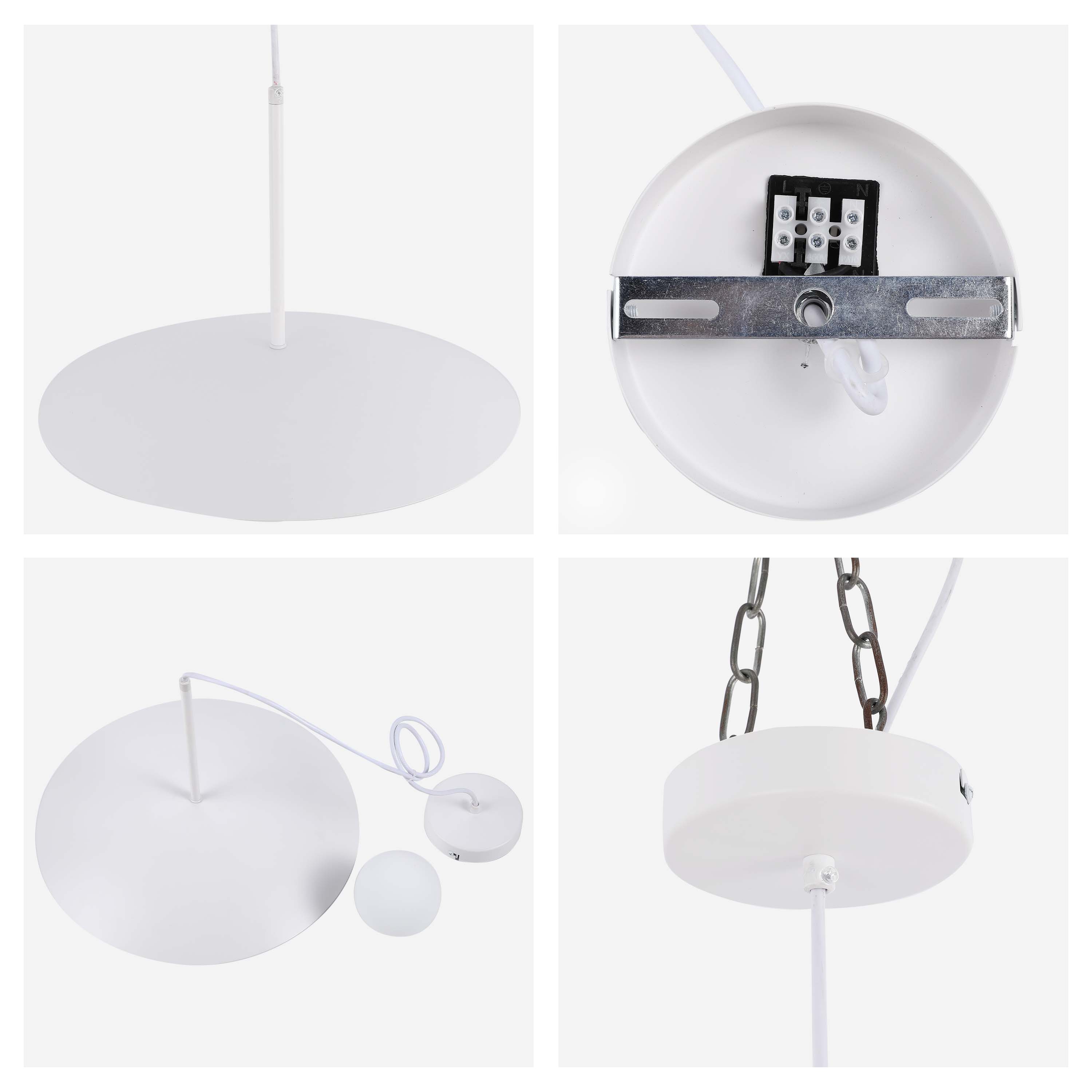 Minimalist White Flat Plate Pendant Light with Opal Globe Glass, G9