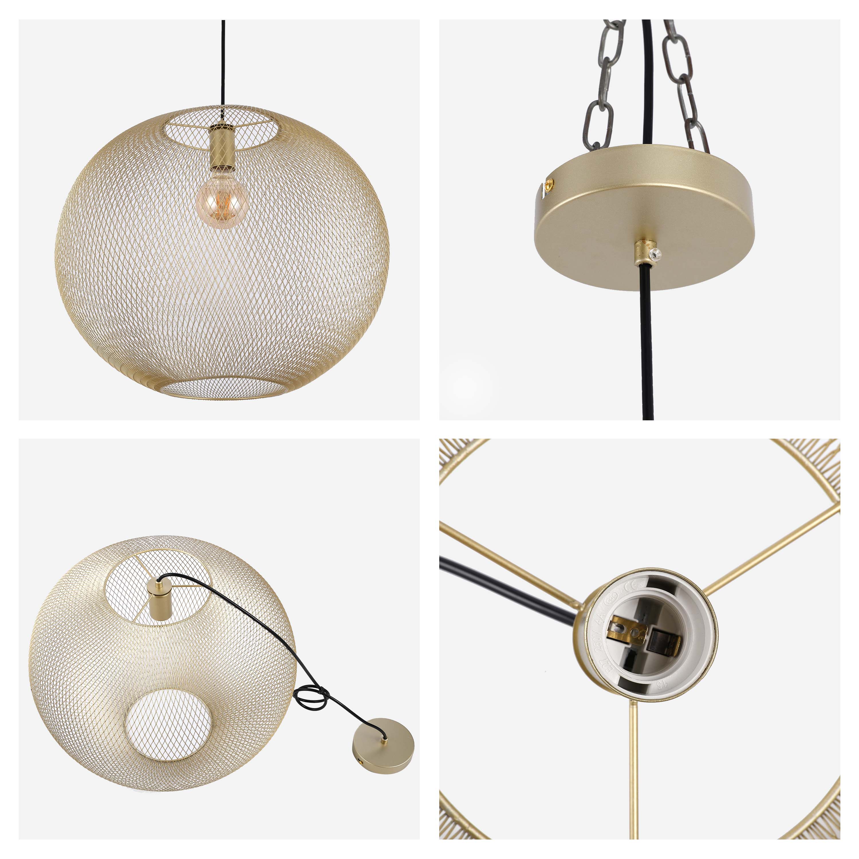 Modern Gold Wire Mesh Globe Pendant Light, E27 (40cm & 48cm Options)