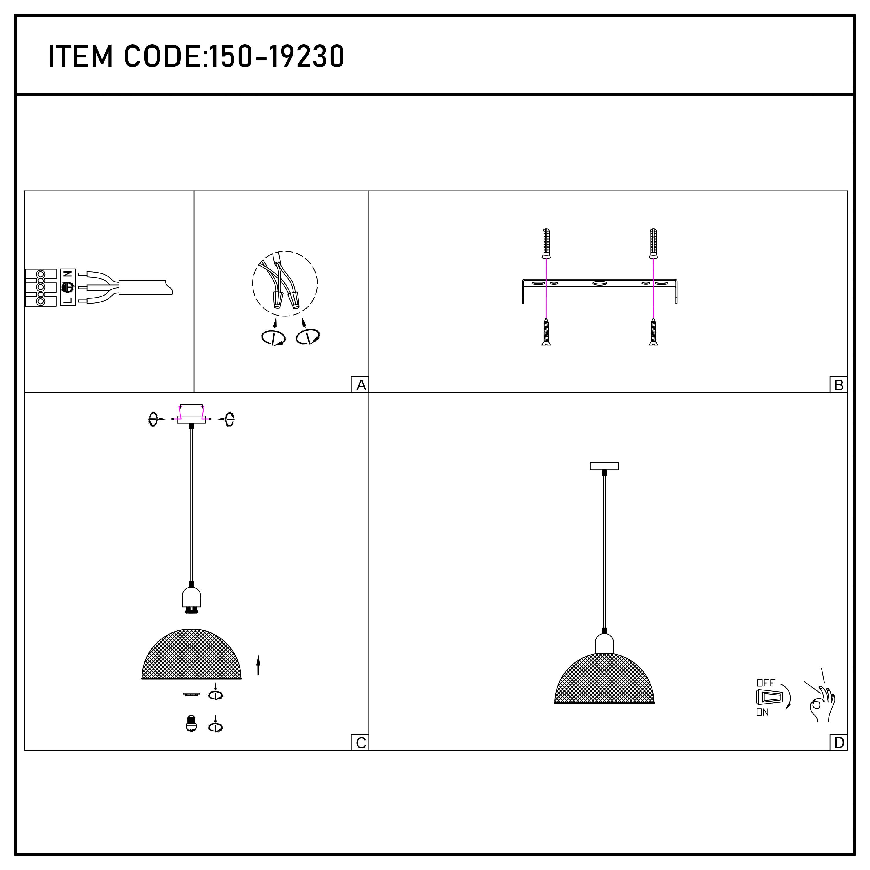 Industrial Black Wire Mesh Dome Pendant Light with Wood Accent, E27