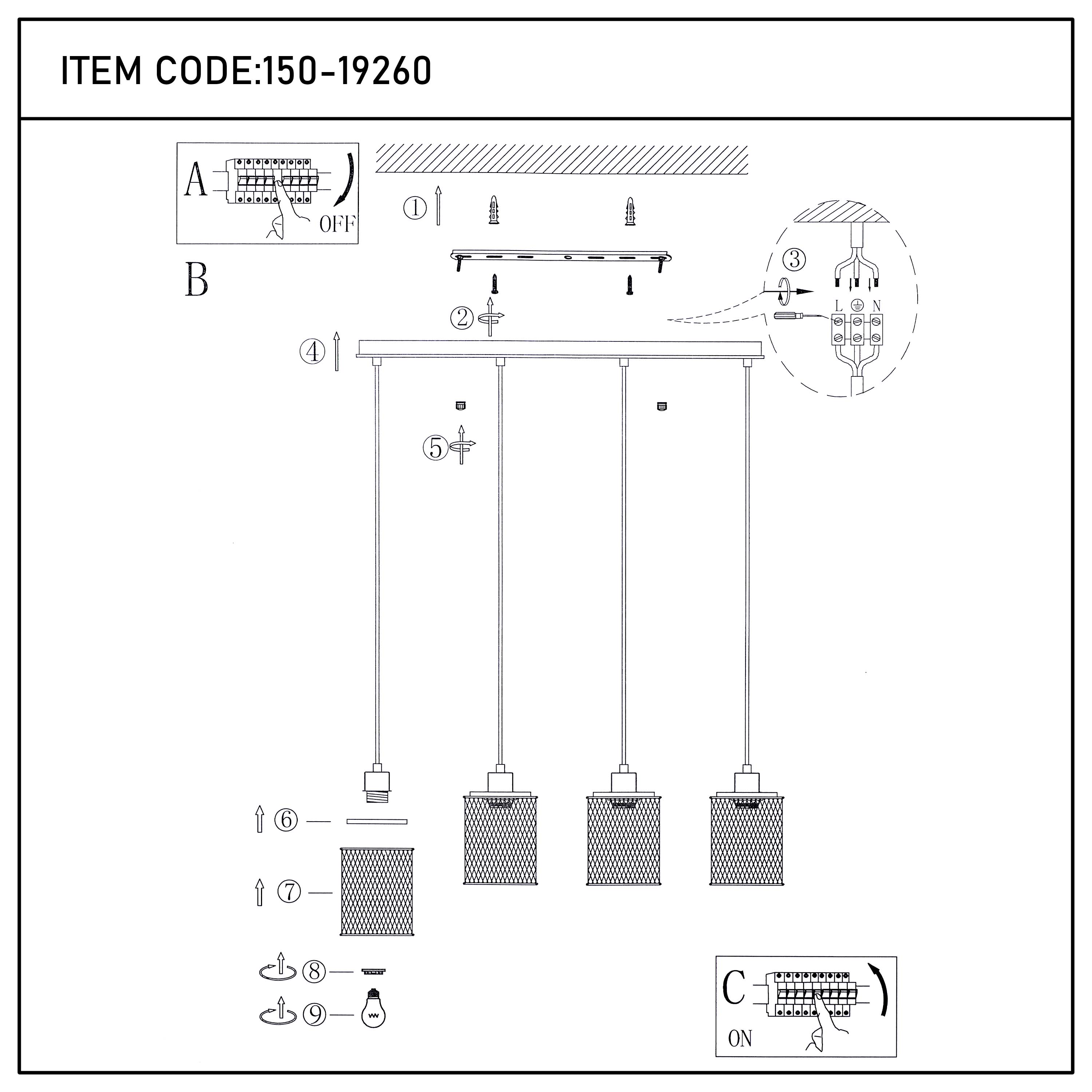Industrial Mesh Cylinder Pendant Light, 1 & 4-Light E27 Dimmable