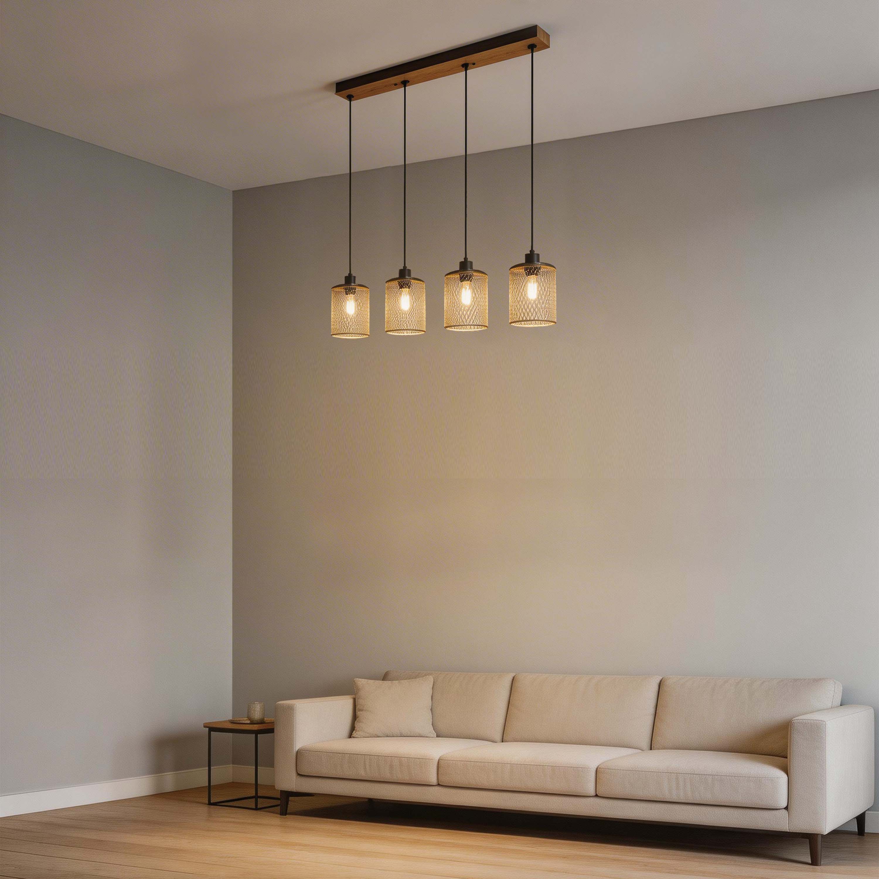 Industrial Mesh Cylinder Pendant Light, 1 & 4-Light E27 Dimmable