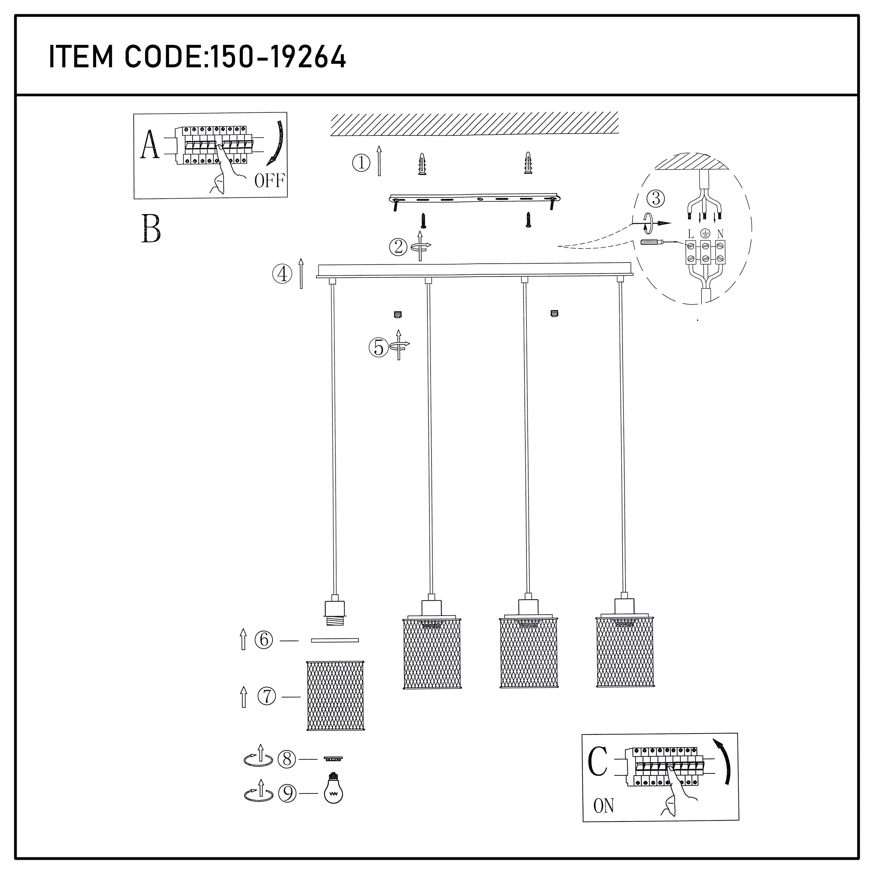 Industrial Mesh Cylinder Pendant Light, 1 & 4-Light E27 Dimmable