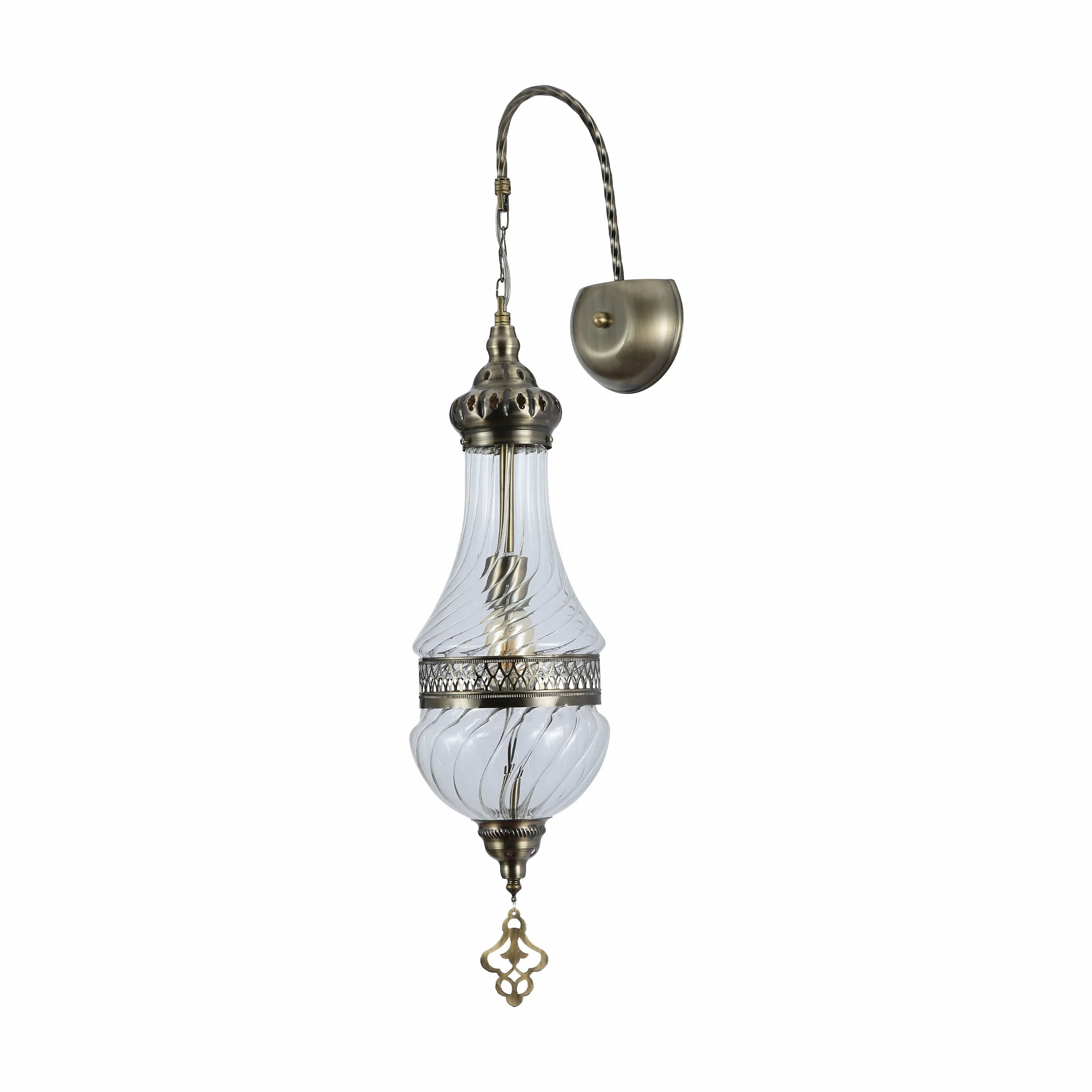 Clear Glass Antique Bronze Metal Body Moroccan Style Wall Light E27 Fitting