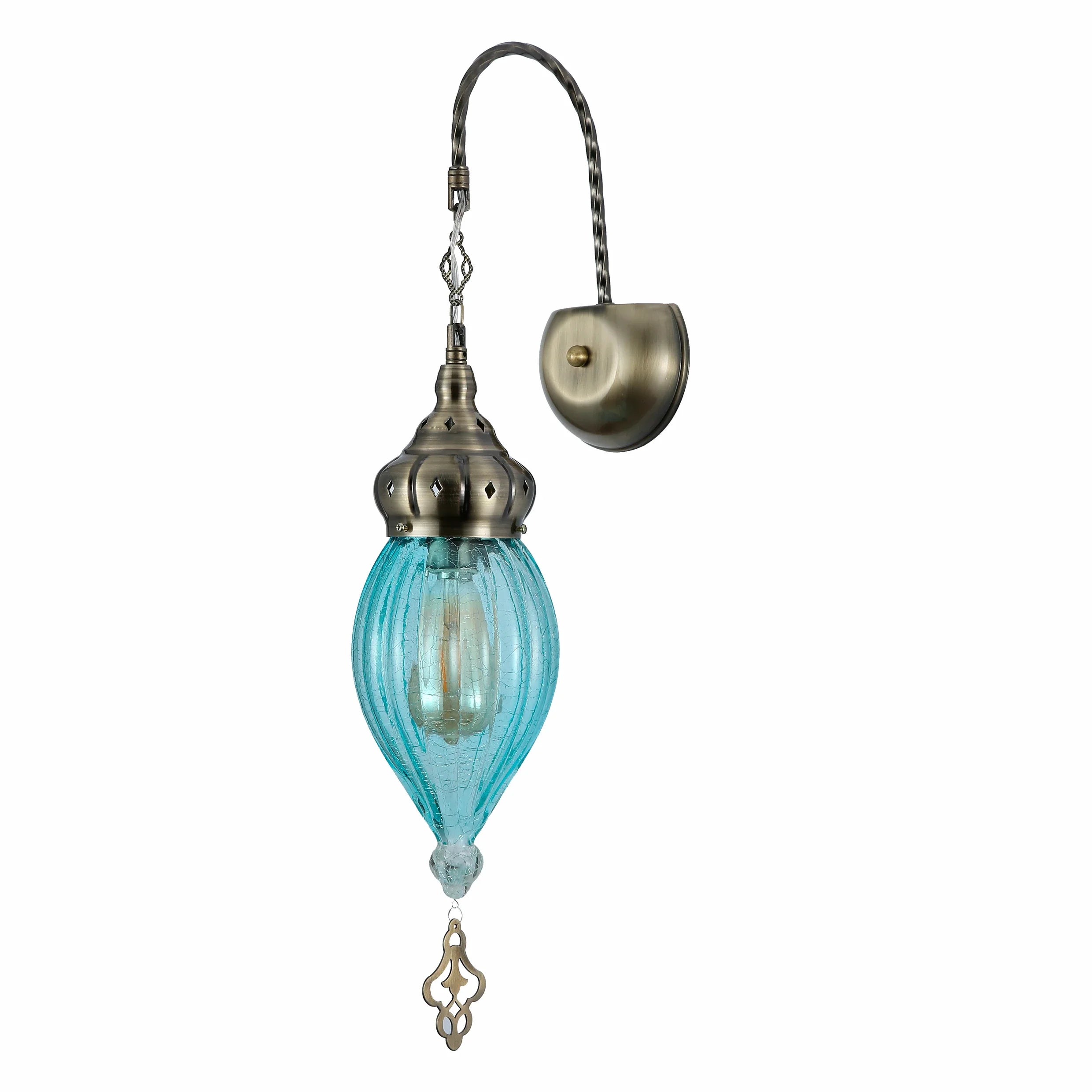 Moroccan Style Antique Brass Glass Oriental Wall Light E27