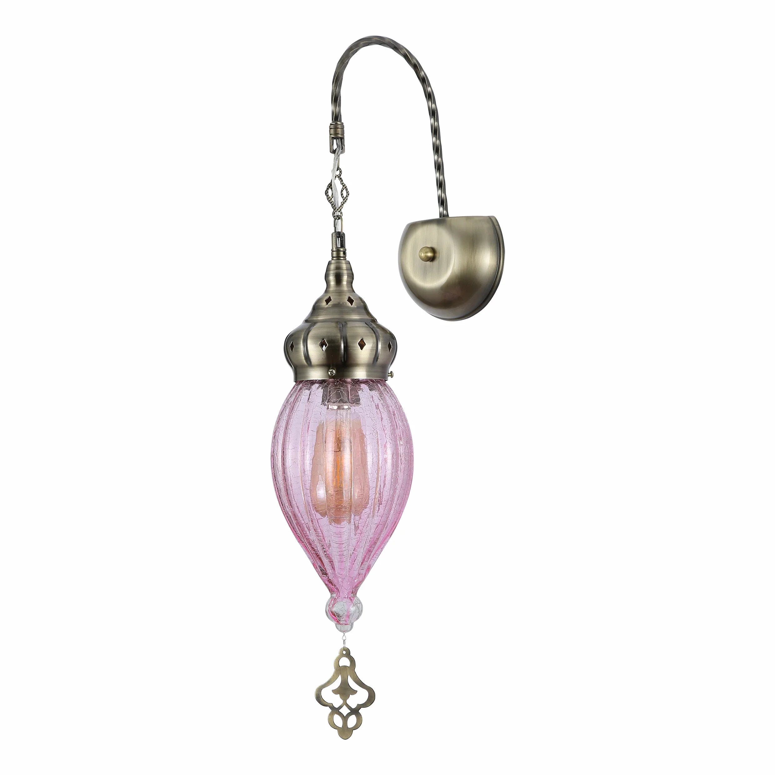 Moroccan Style Antique Brass Glass Oriental Wall Light E27