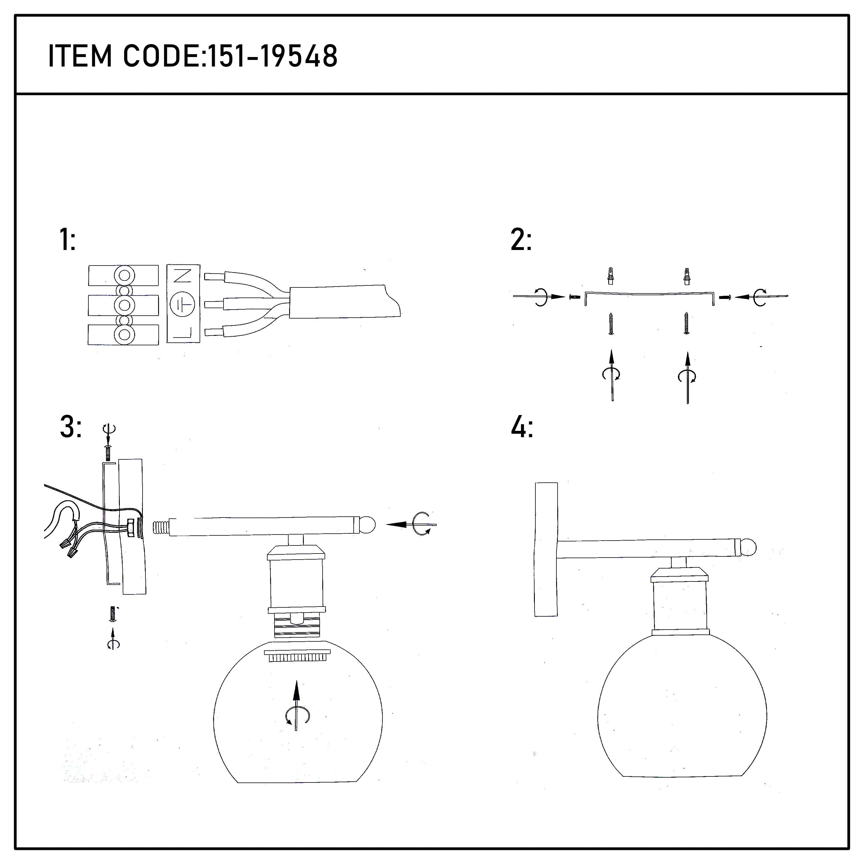 Modern Black & Clear Glass Globe Wall Light, 1-Light E27