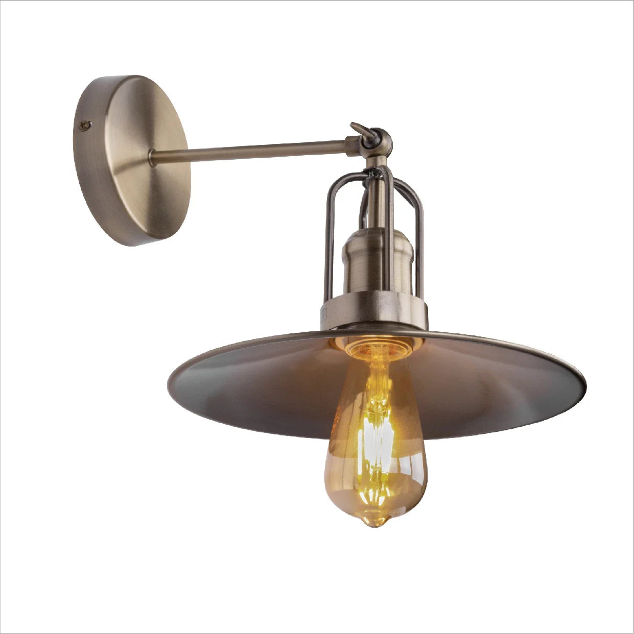 Antique Bronze Flat Metal Hinged Industrial Retro Wall Light E27 Fitting
