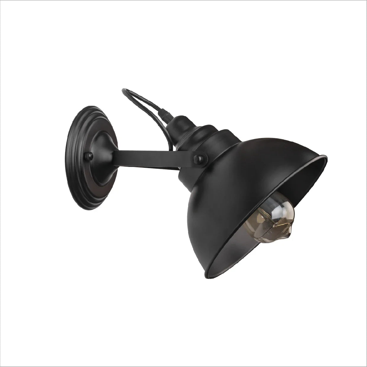 Black Metal Hinged Dome Wall Light E27 Fitting