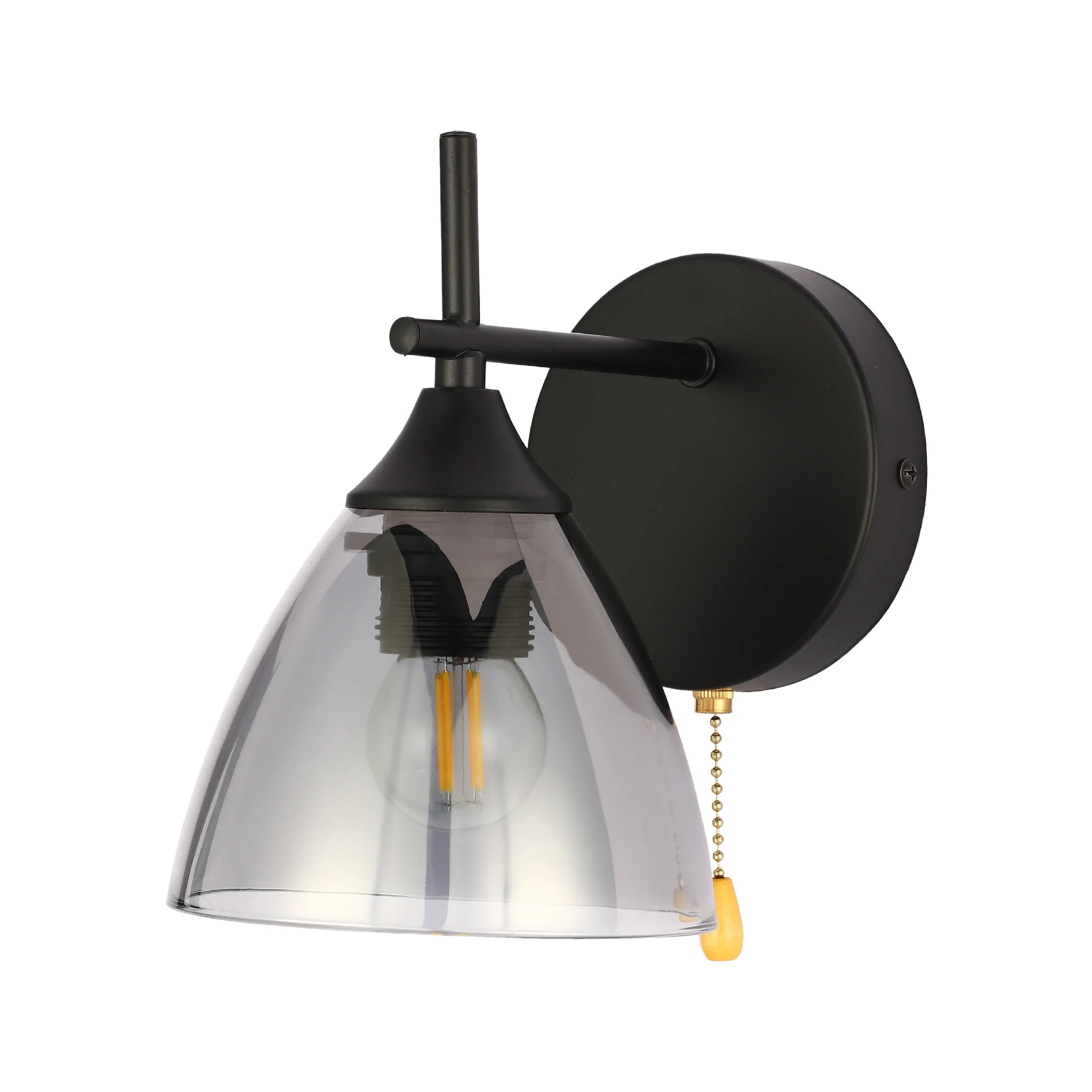 Modern Cone Glass Wall Light E27 with Pull Down Switch