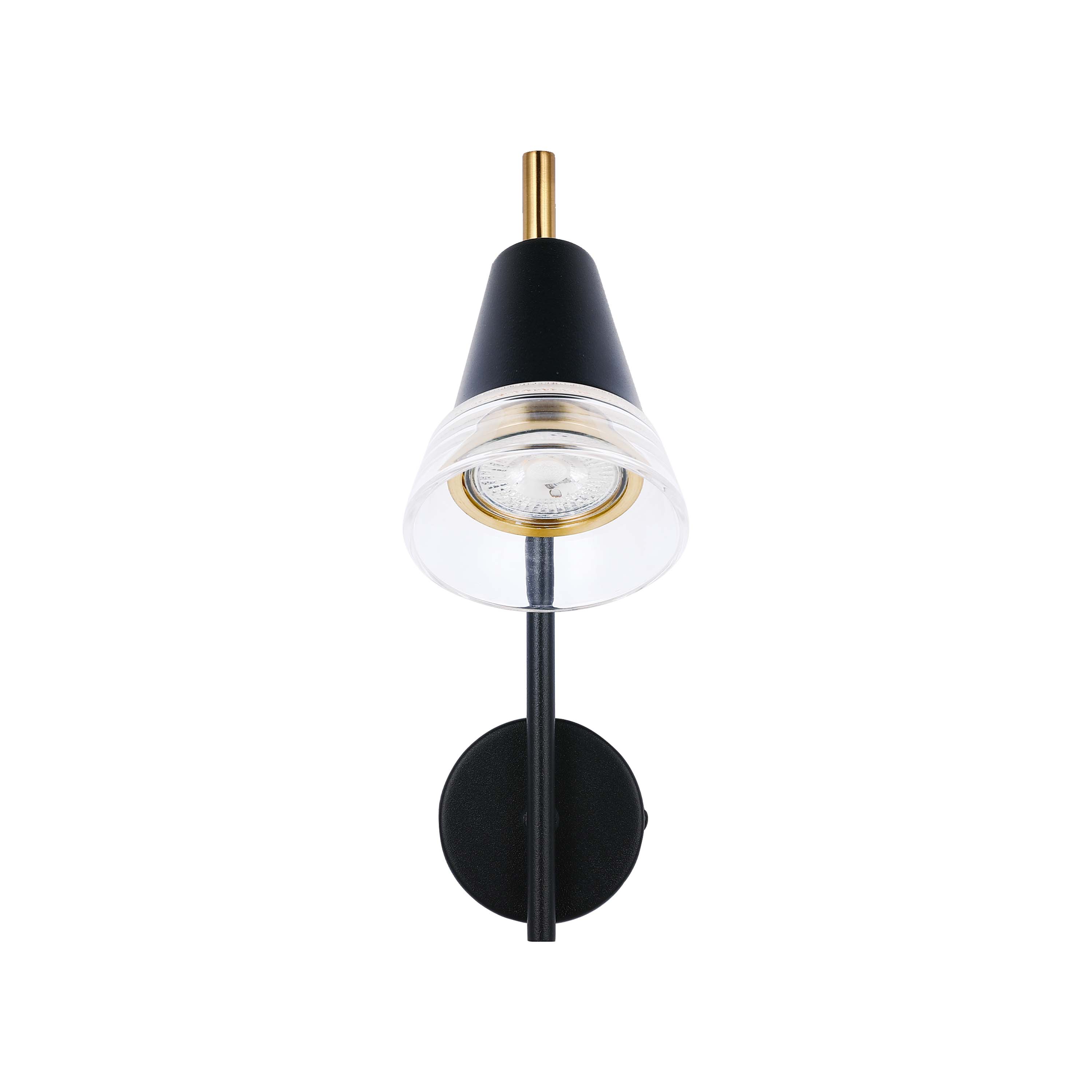 Modern Black & Brass Wall Sconce, 1-Light GU10 Dimmable
