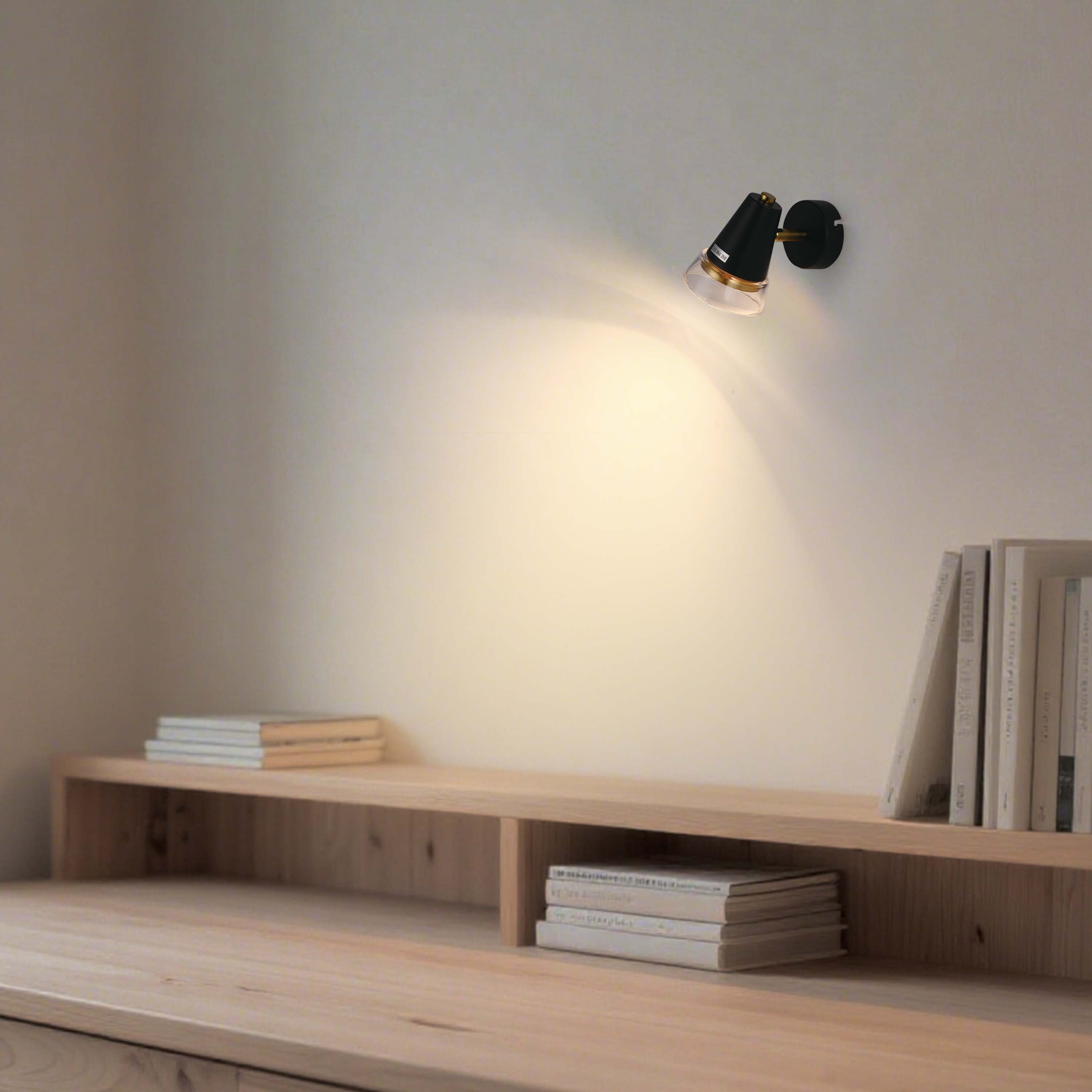Modern Black & Brass Wall Sconce, 1-Light GU10 Dimmable