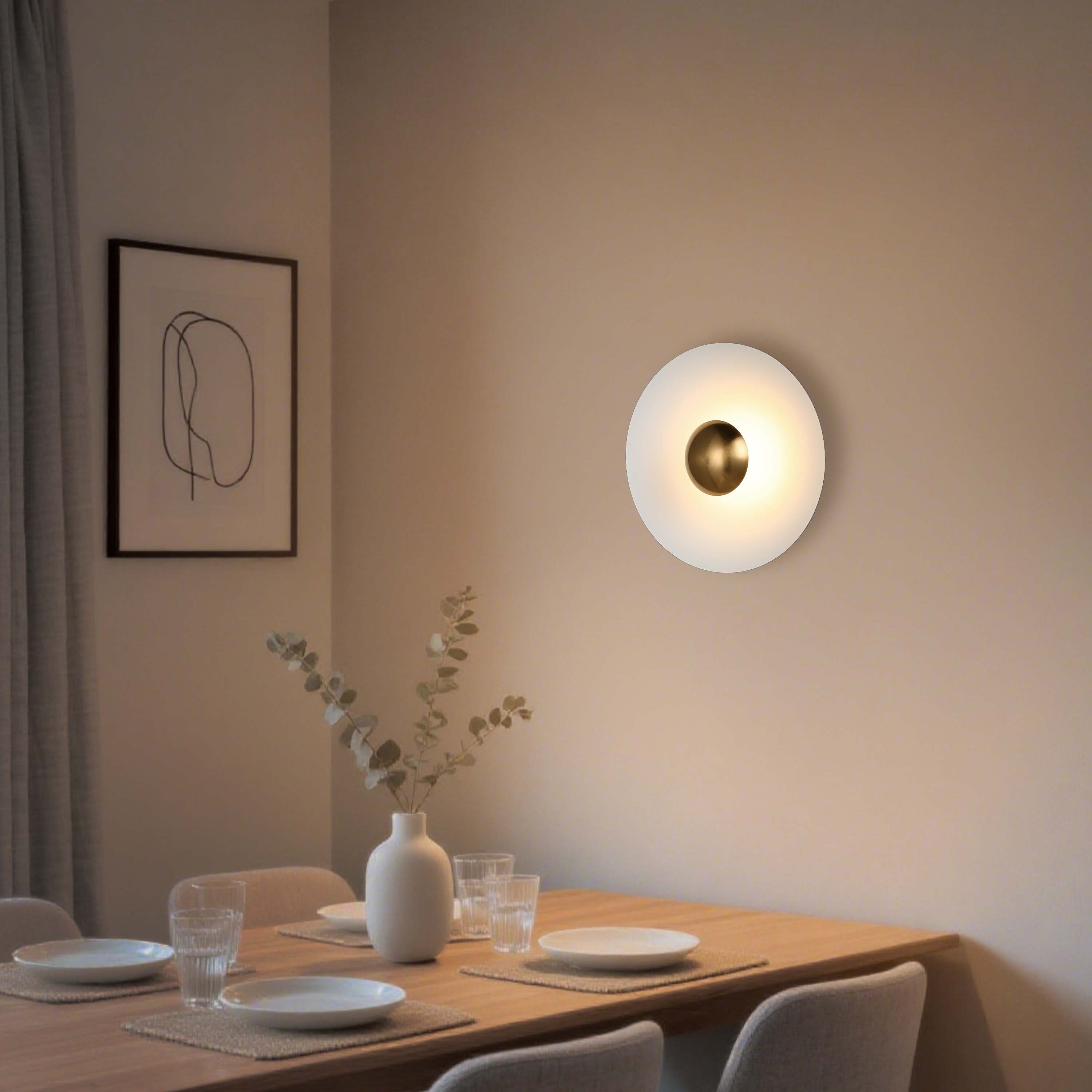 Modern Circular LED Wall Sconce with Gold Accent (White, Pink, Blue), 6W 3000K