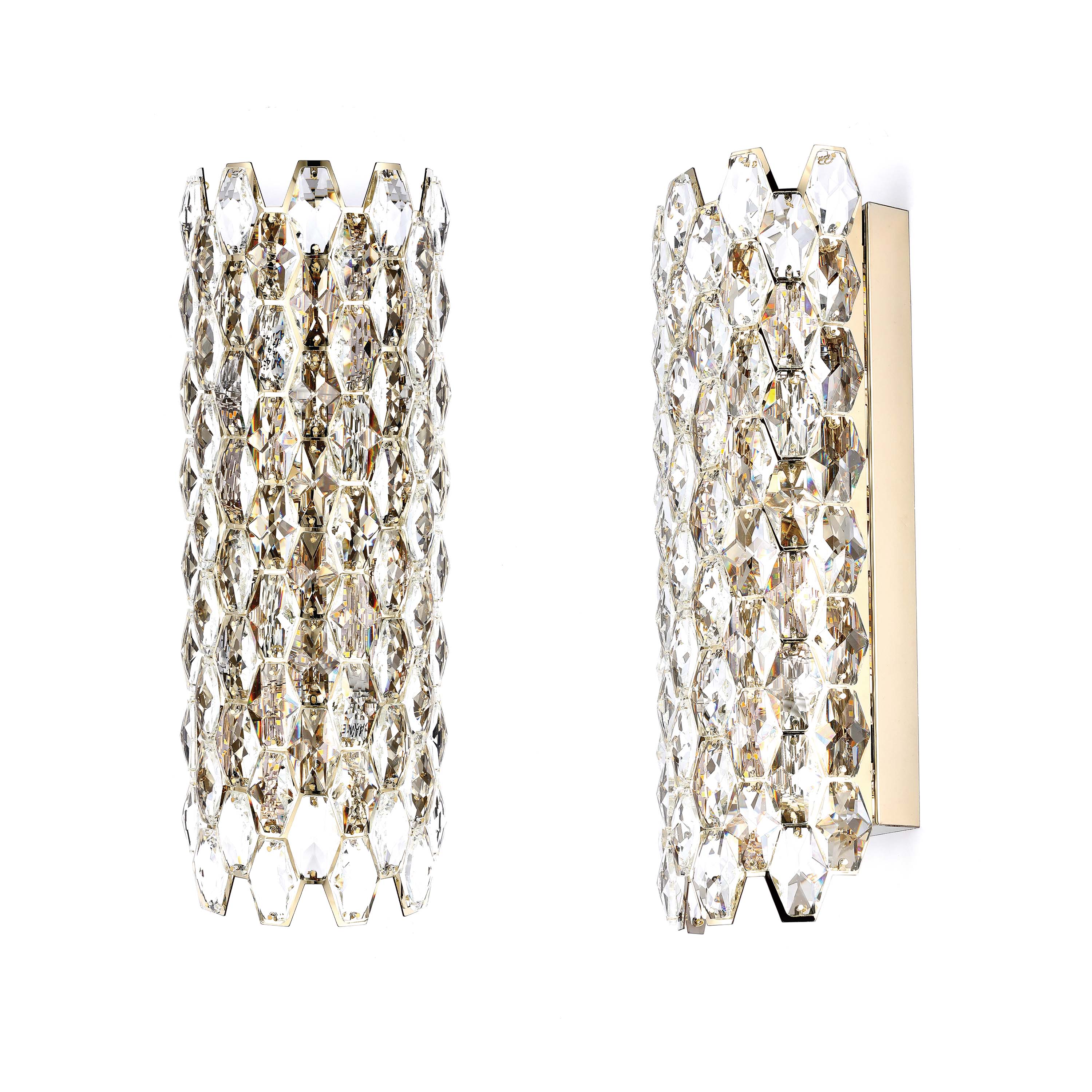 Premium Gold Crystal Deco Wall Sconce, E14 Dimmable