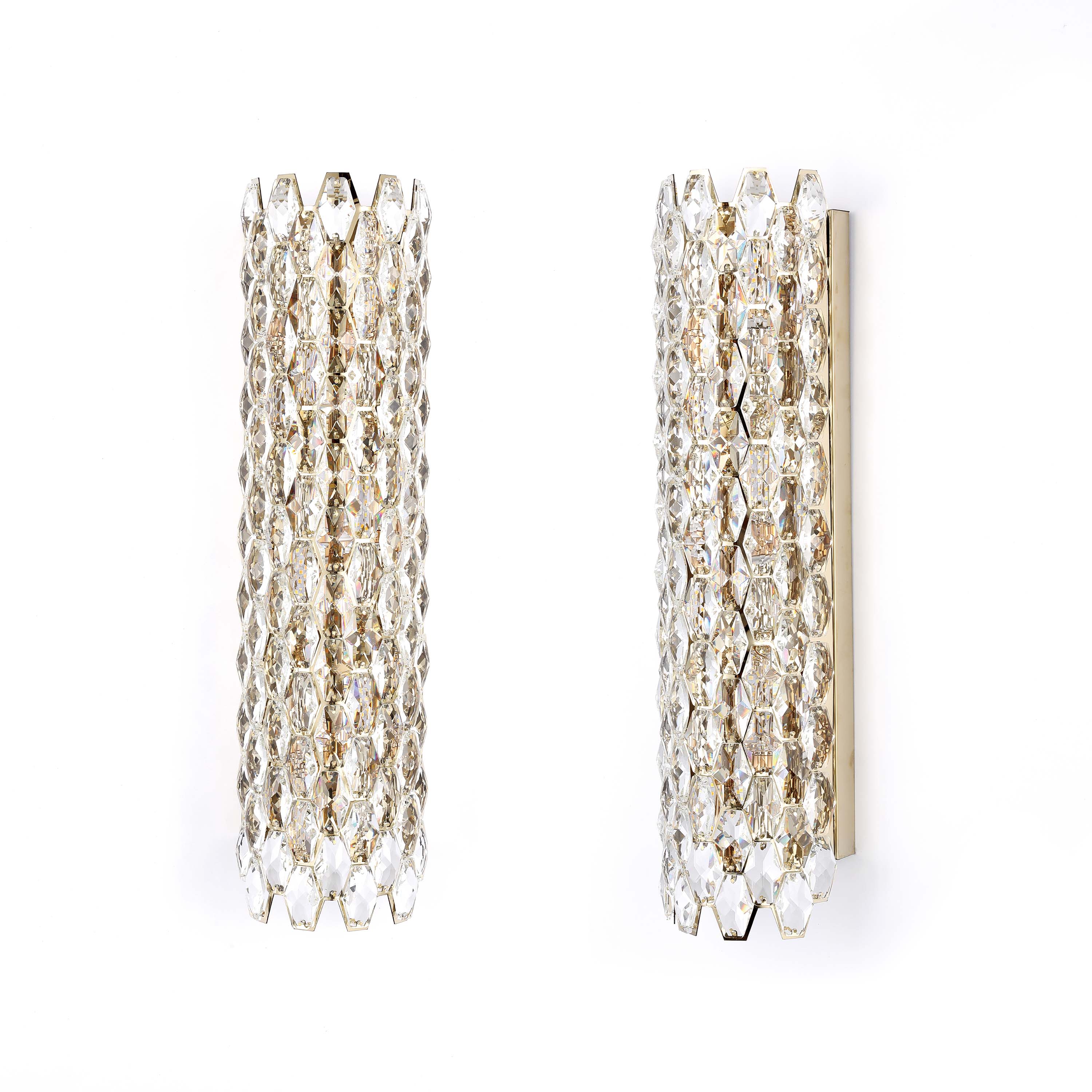 Premium Gold Crystal Deco Wall Sconce, E14 Dimmable