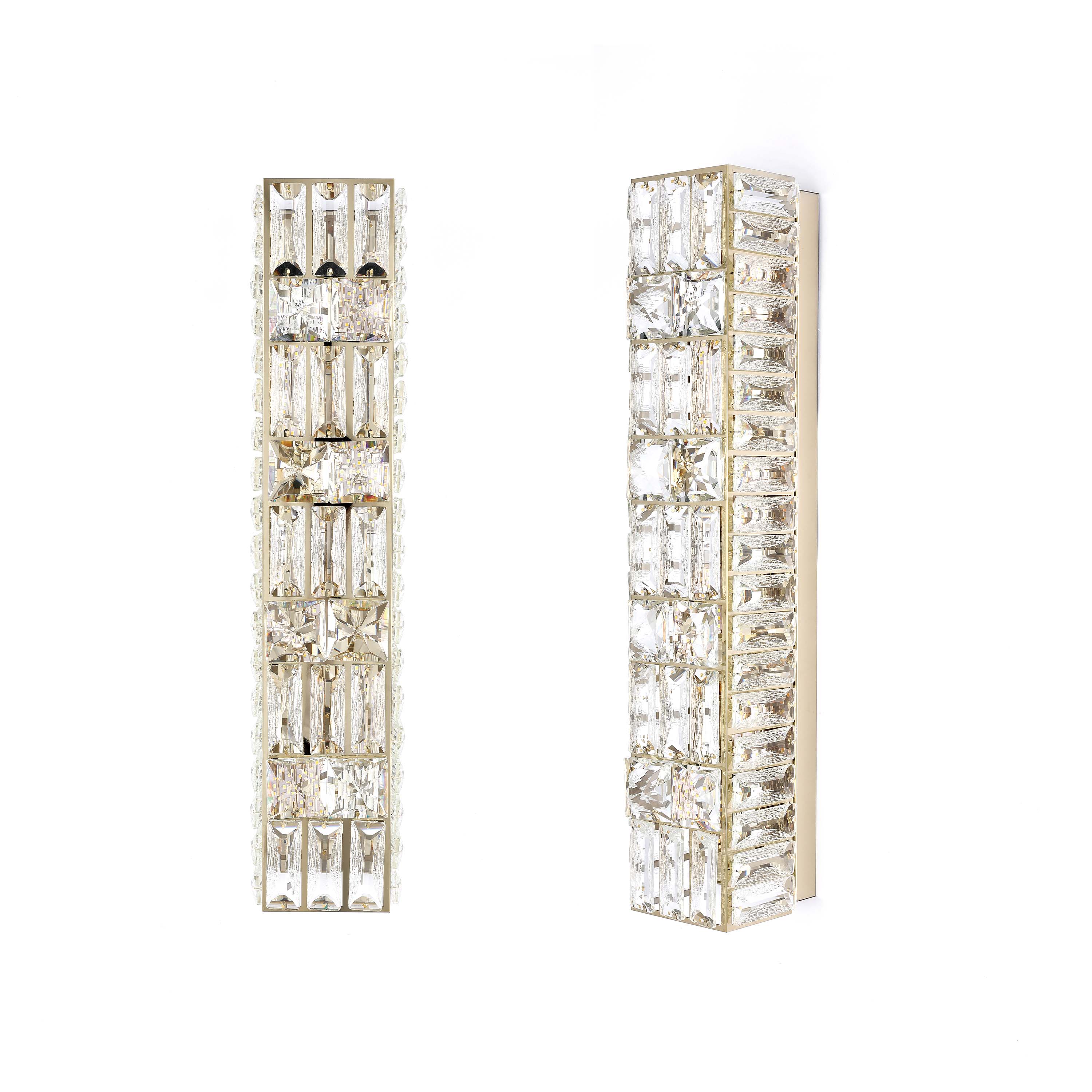 Premium Gold Geometric Crystal Wall Sconce, E14 Dimmable