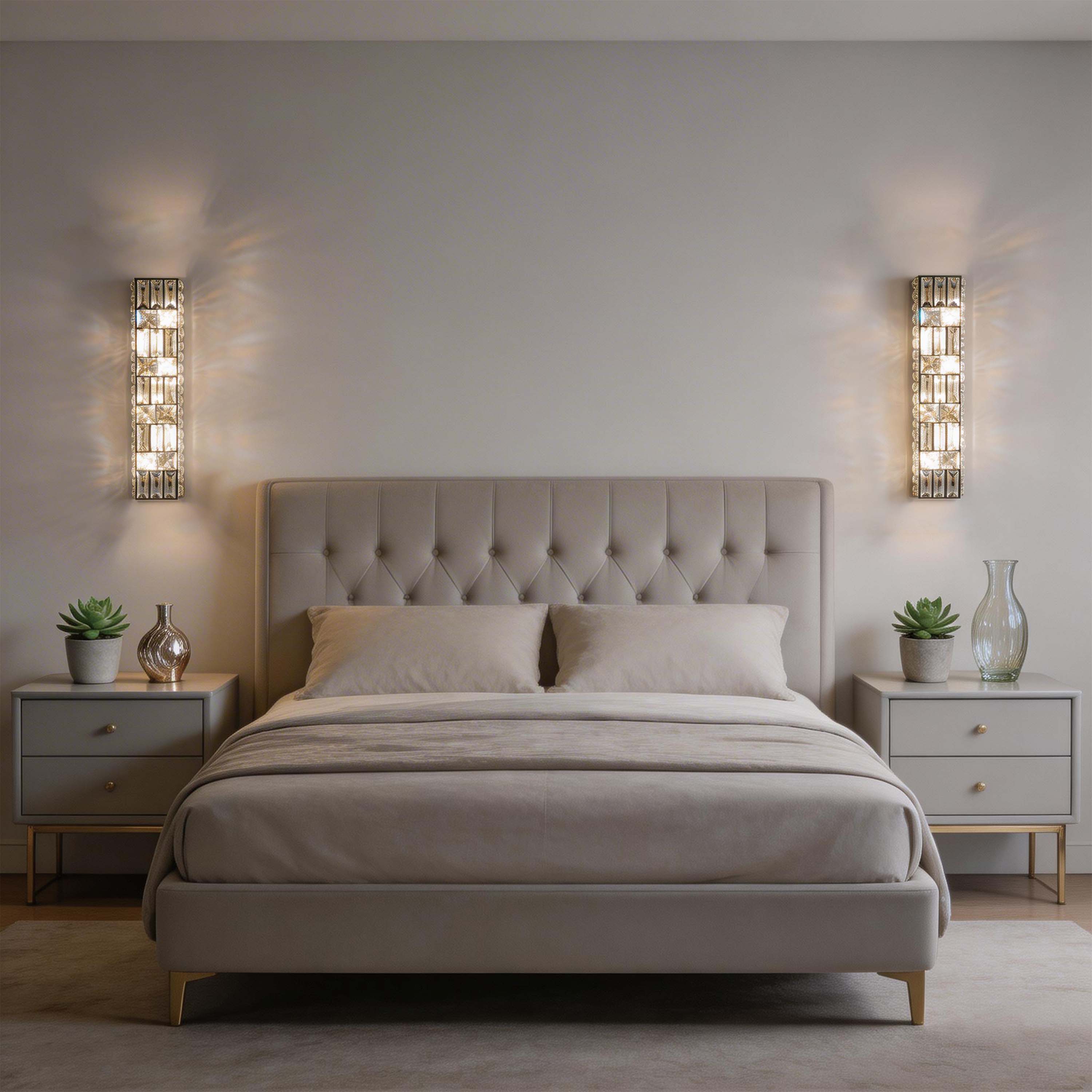 Premium Gold Geometric Crystal Wall Sconce, E14 Dimmable