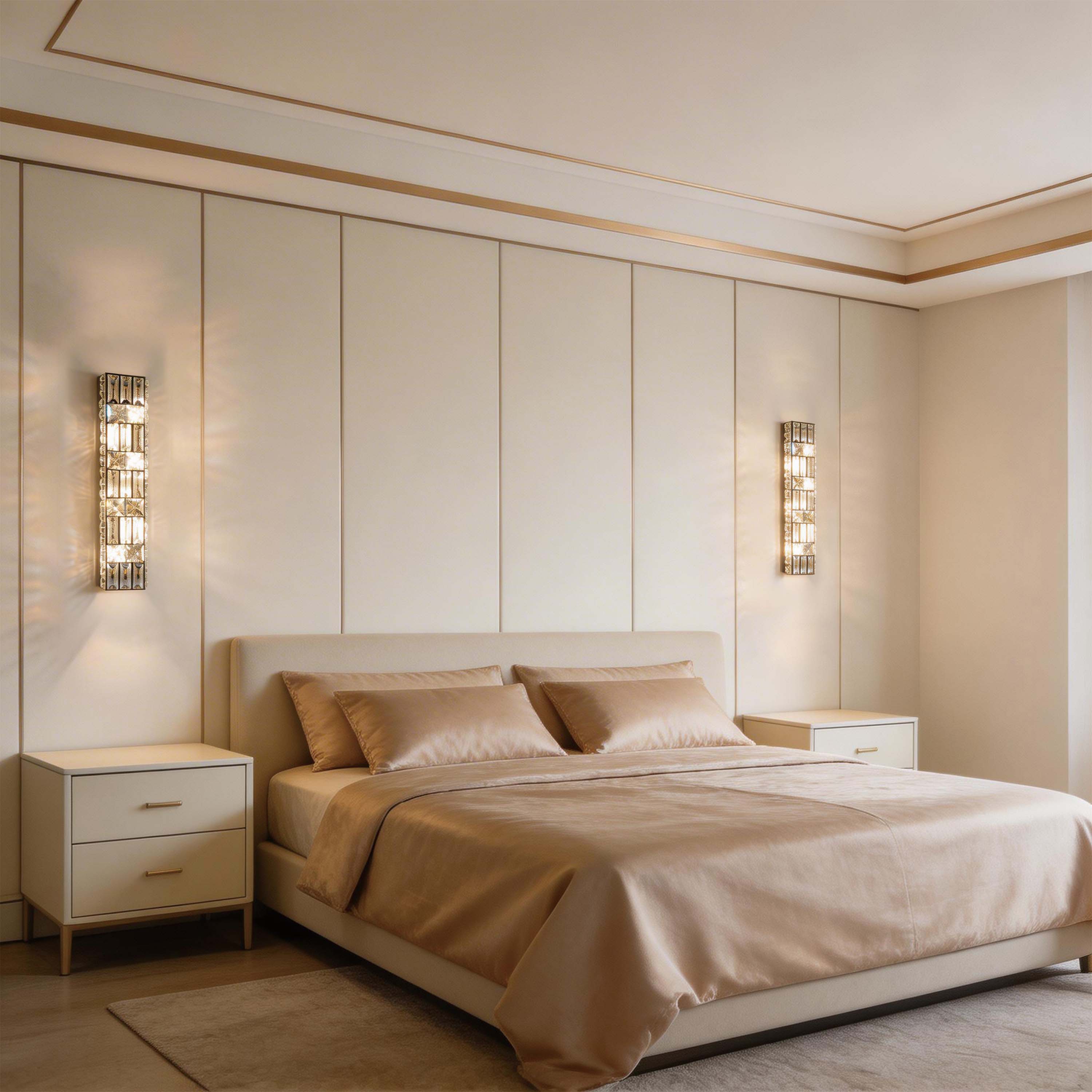 Premium Gold Geometric Crystal Wall Sconce, E14 Dimmable