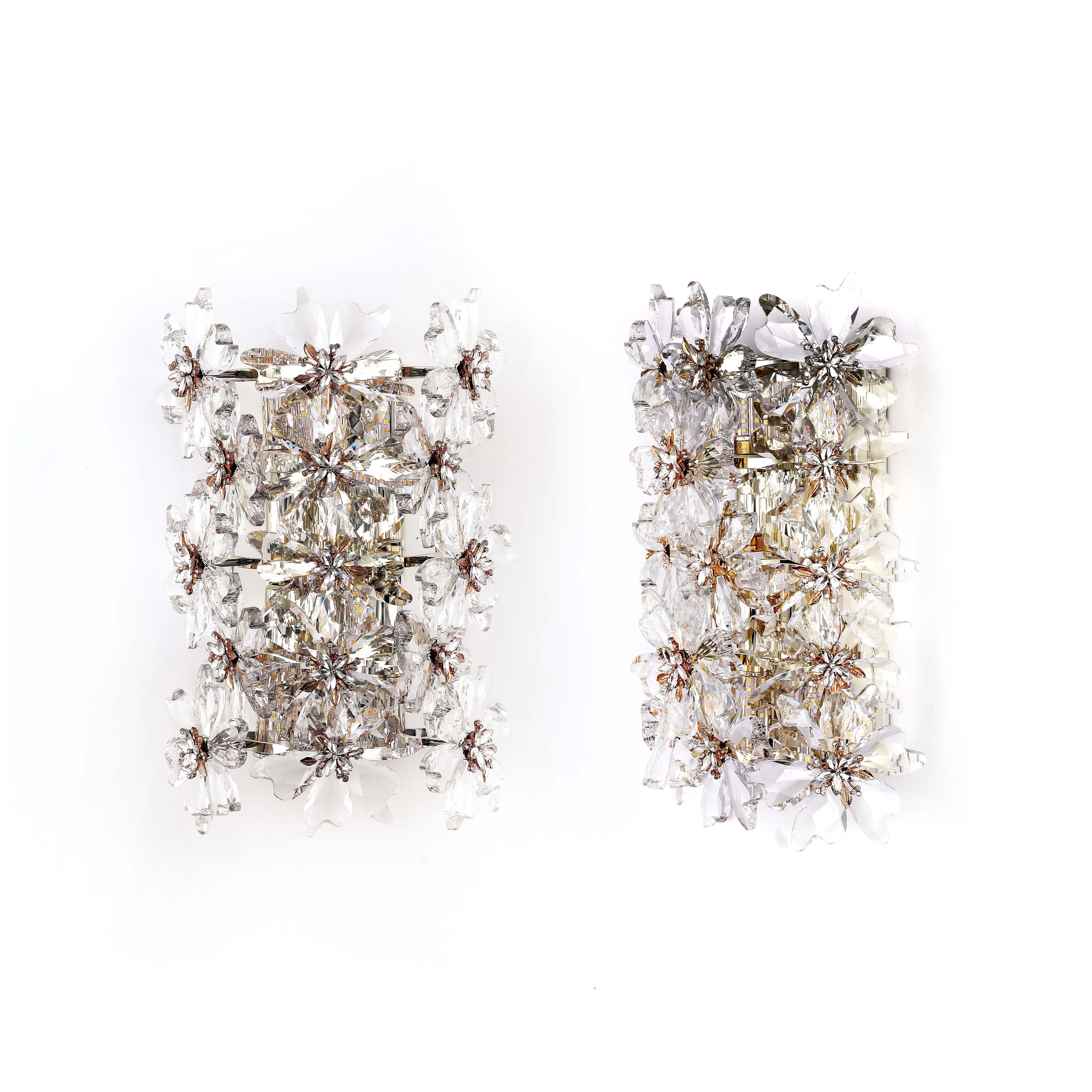 Premium Gold Crystal Deco Wall Sconce, 5-Light E14 Dimmable