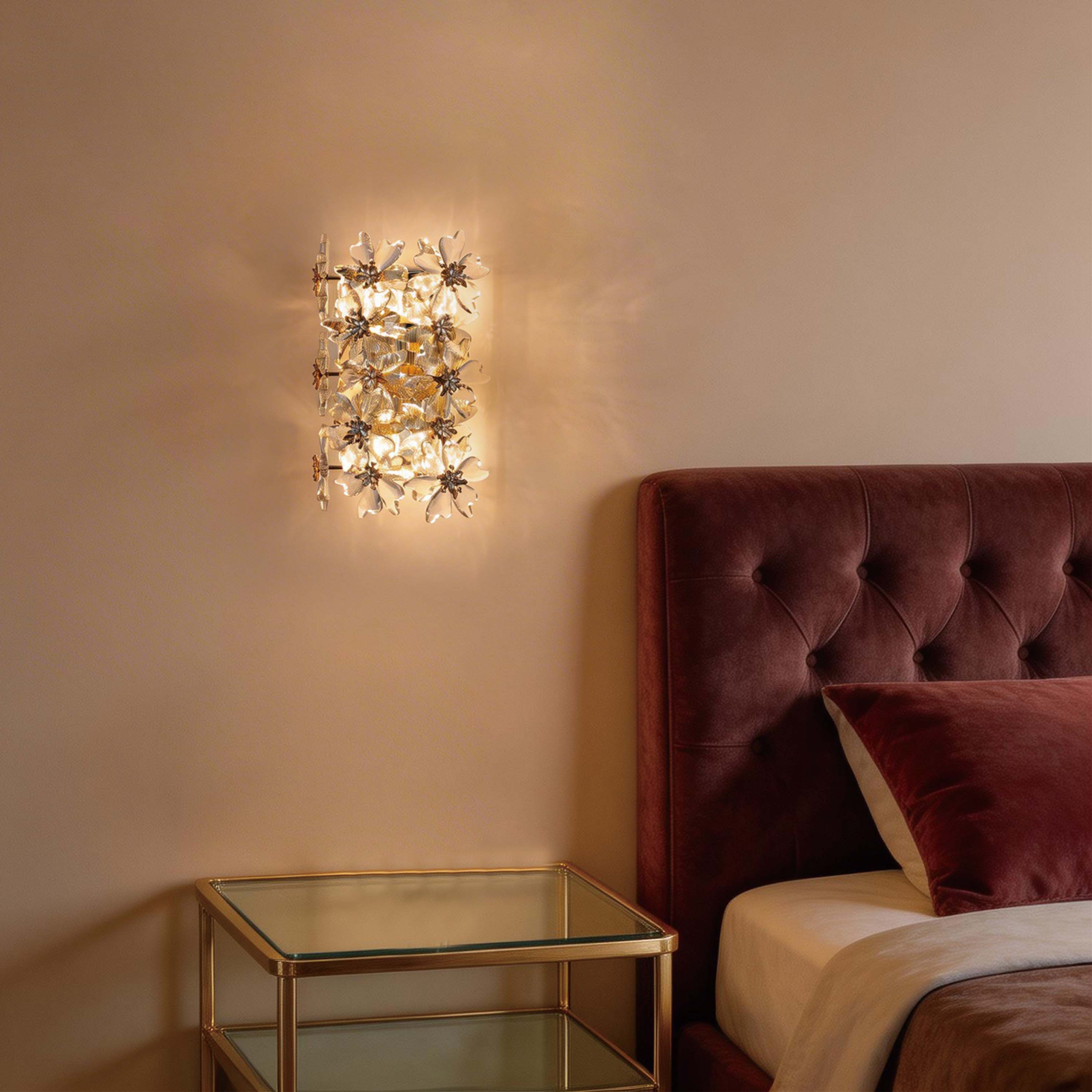 Premium Gold Crystal Deco Wall Sconce, 5-Light E14 Dimmable