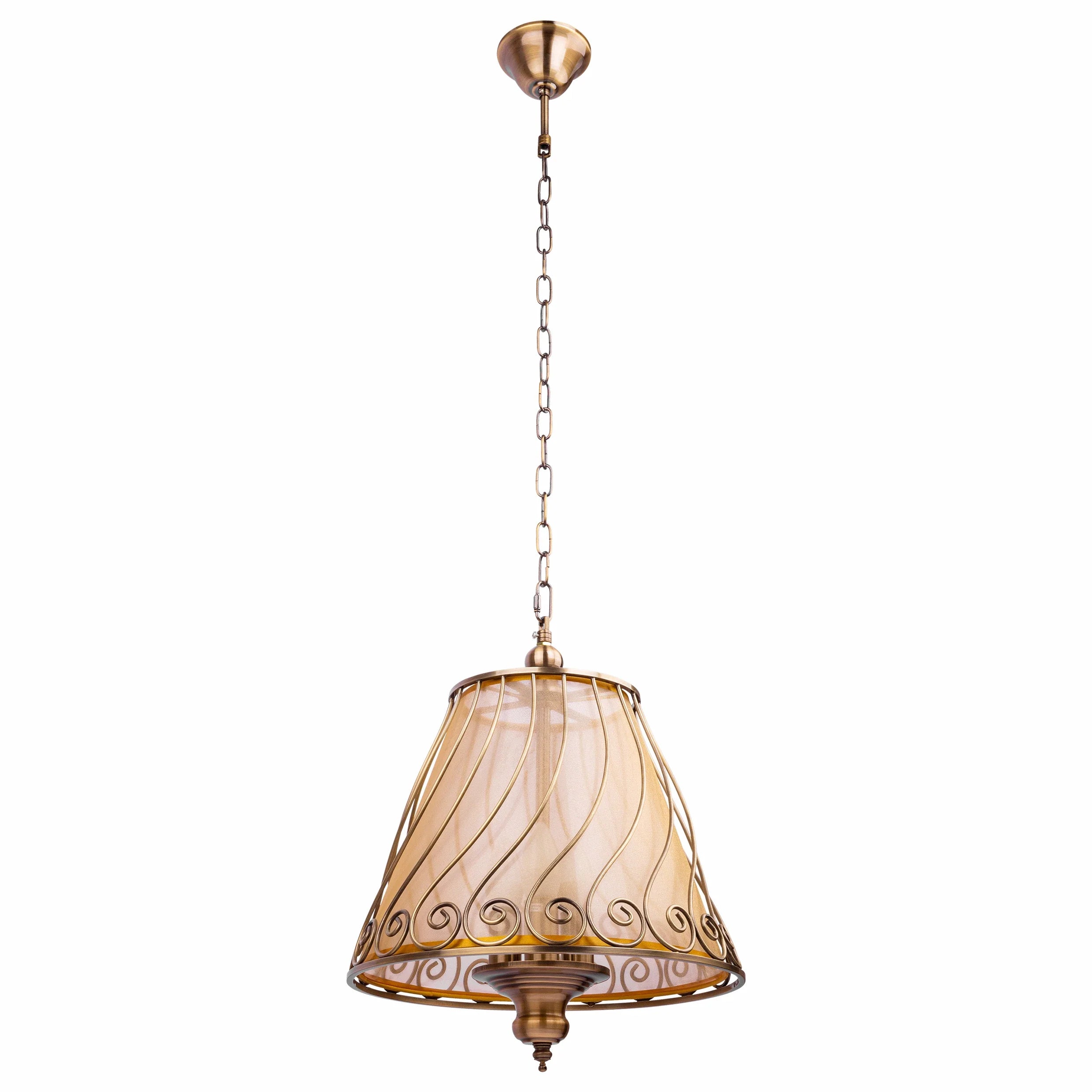 Antique Brass Caged Frustum Chandelier Pendant Ceiling Light 3xE14