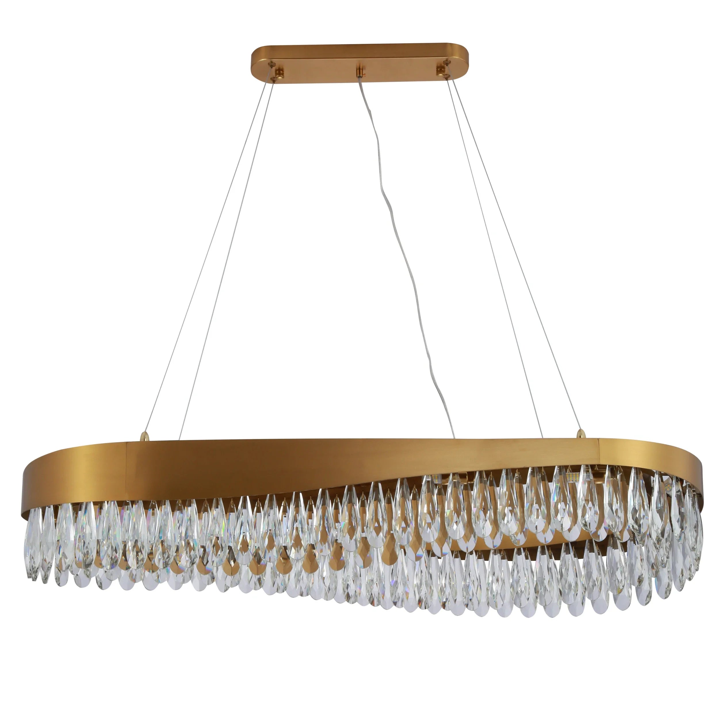 Faceted Long Pear Crystal Gold Metal Chandelier Ceiling Light G9