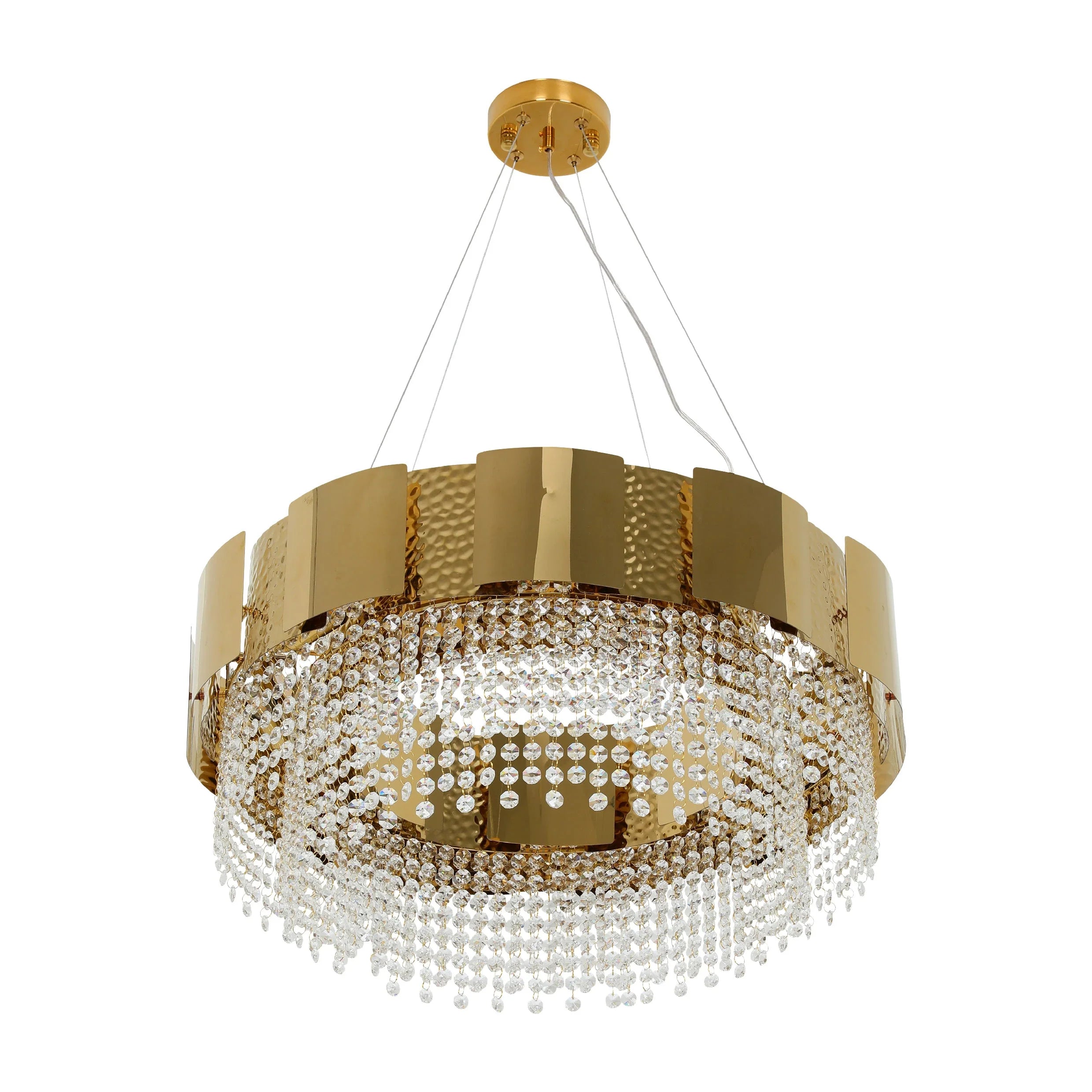 Octagon Crystal Gold Metal Kitchen Island Chandelier Ceiling Light E14