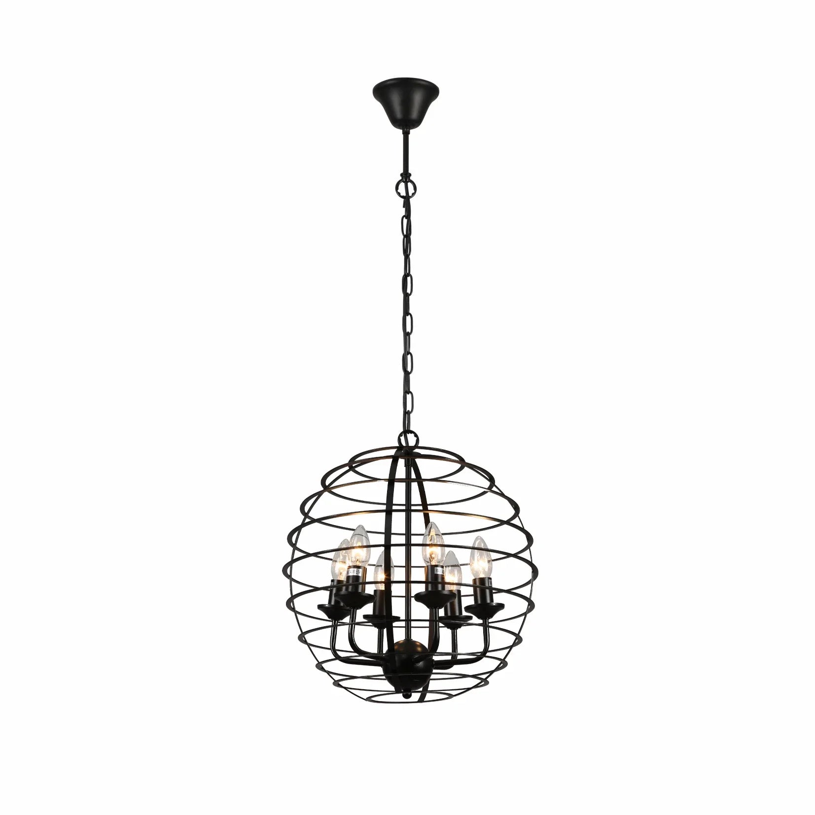 Black Metal Cage Candle Lantern Pendant Ceiling Light E14