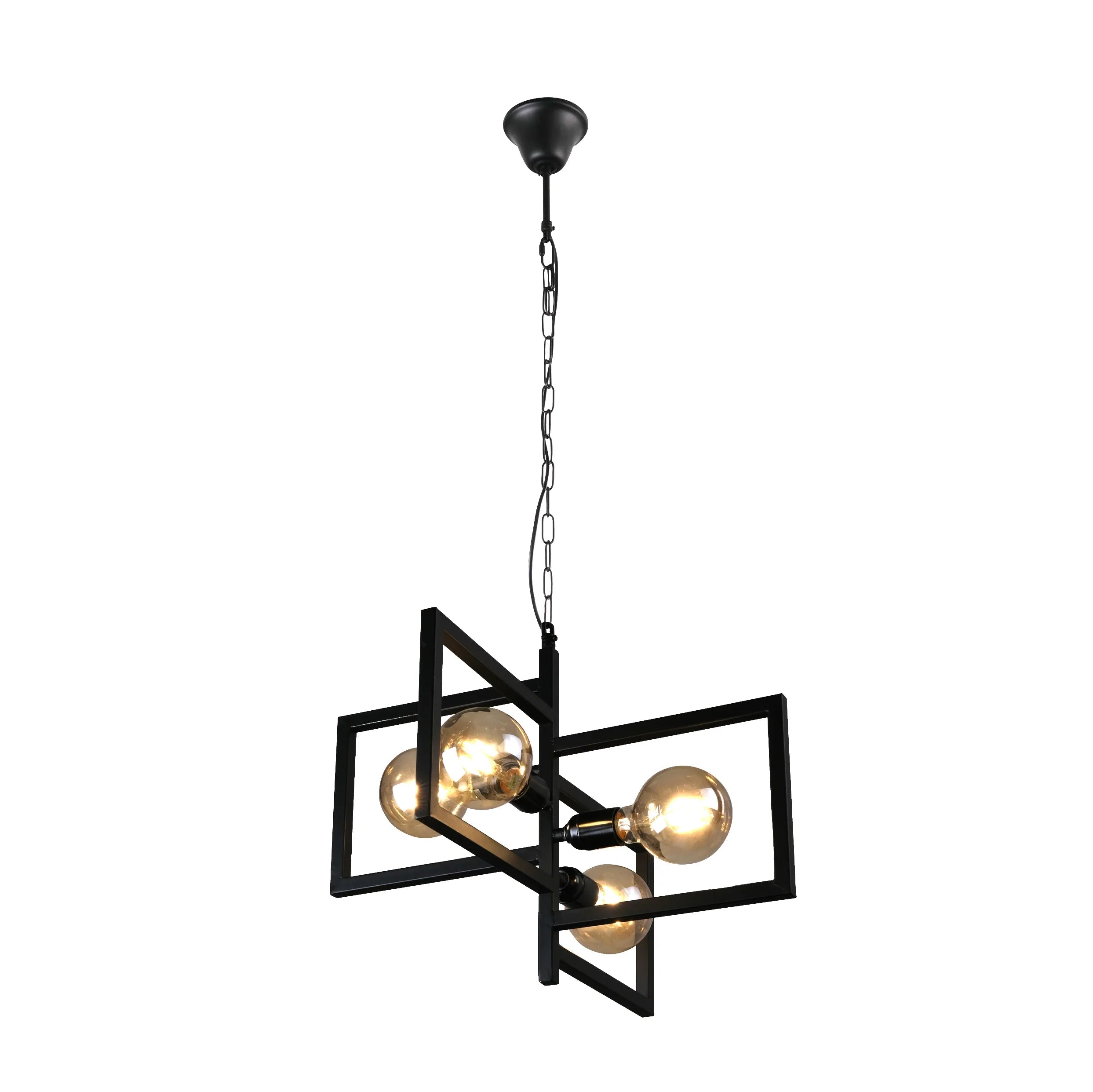 Black 4 Rectangle Chandelier Pendant Ceiling Light E27