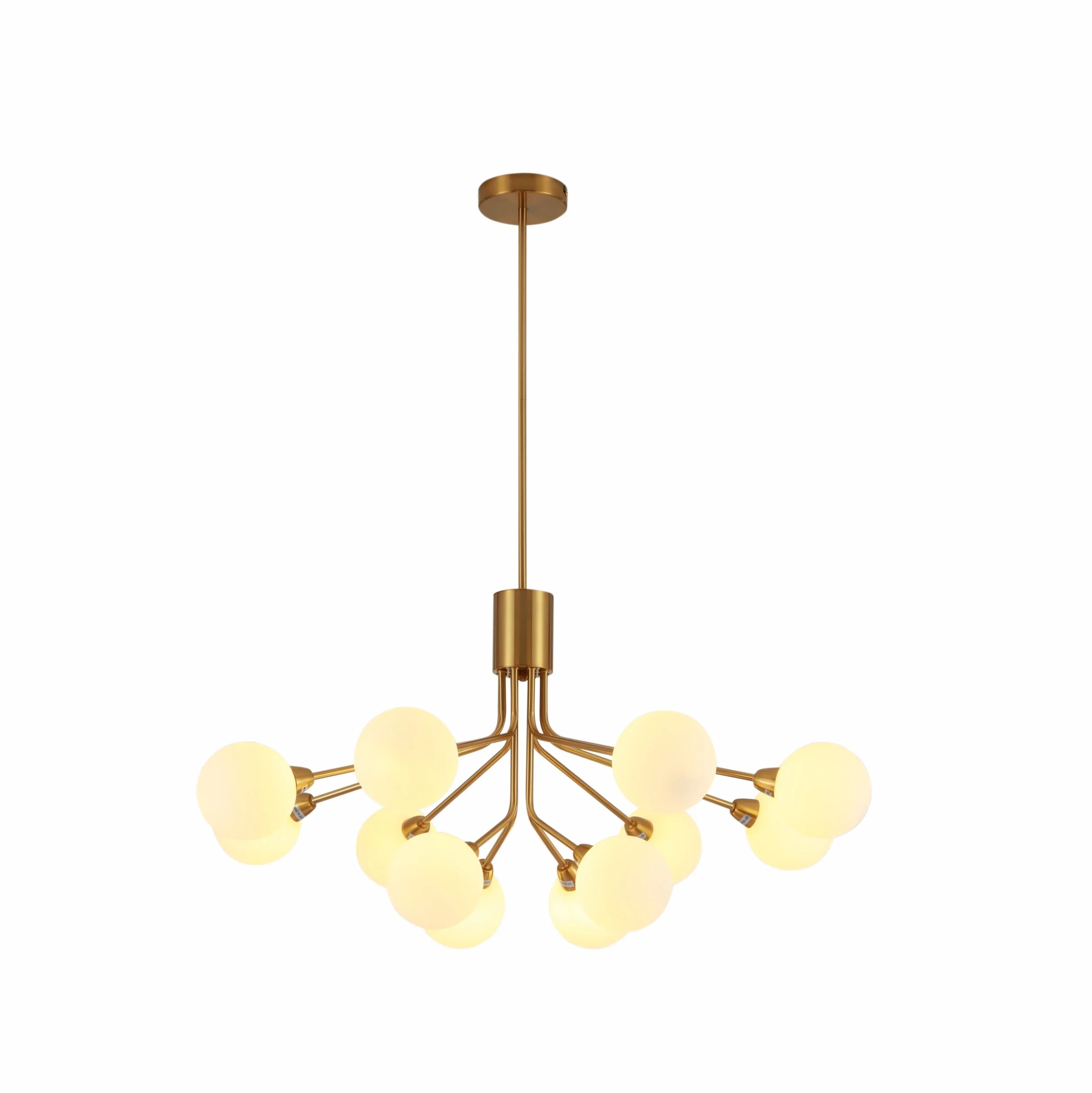 White Globe Glass Gold Arm Body Pendant Chandelier Ceiling Light G9
