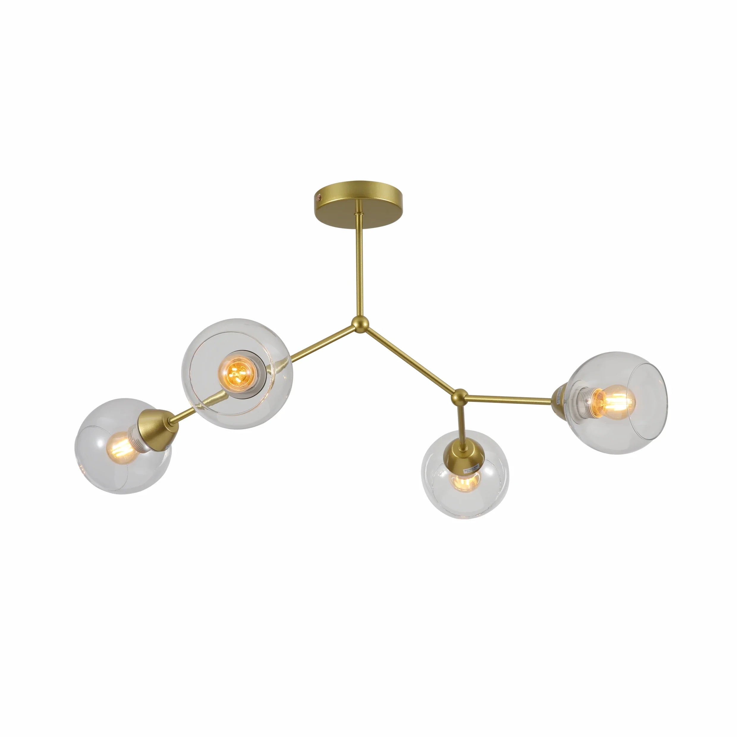 Clear Glass Gold Wishbone Branch Twig Semi Flush Modern Sputnik Ceiling Light E27