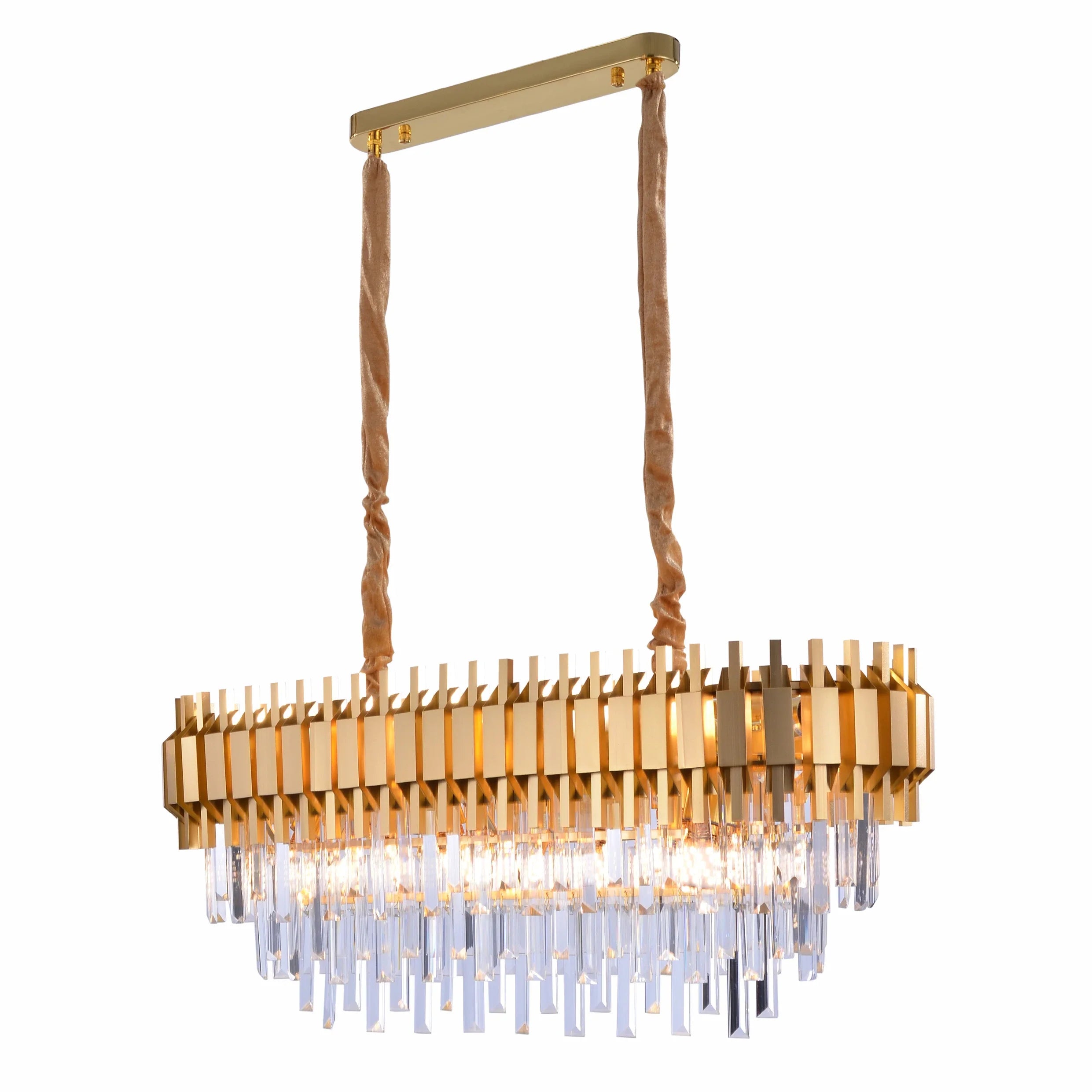 Metropolitan Square Beam Design Tiered Crystal Modern Chandelier Ceiling Light
