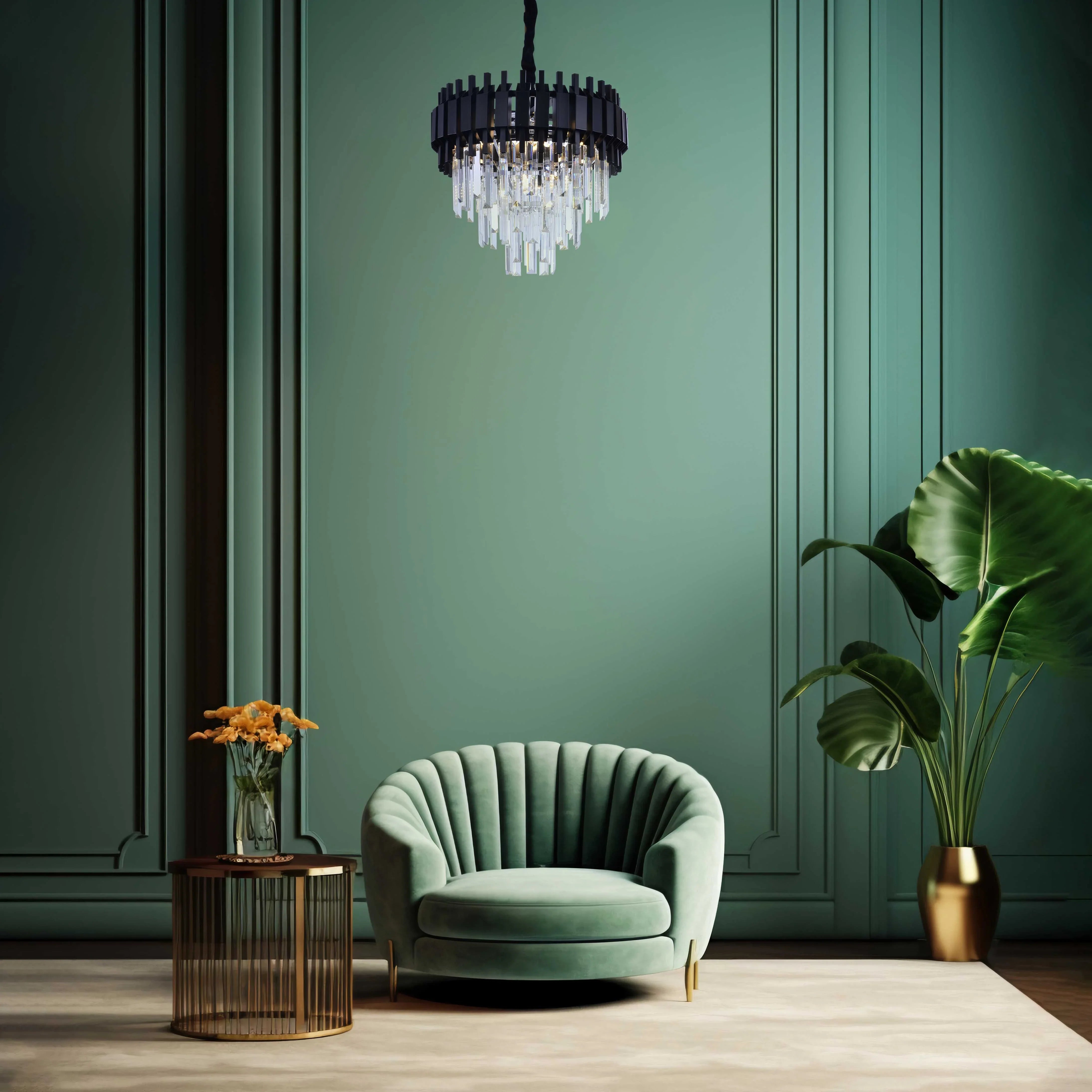 Metropolitan Square Beam Design Tiered Crystal Modern Chandelier Ceiling Light