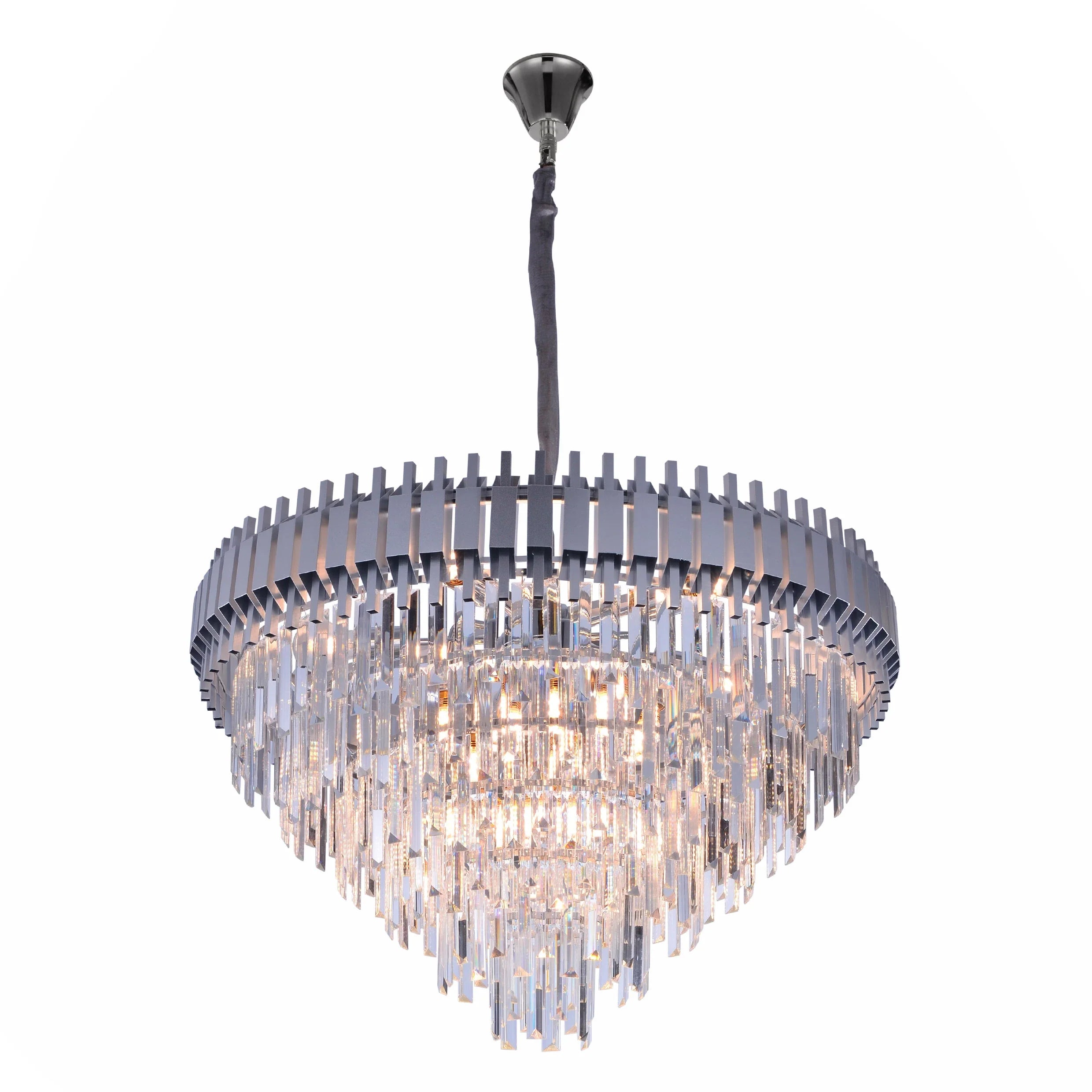 Metropolitan Square Beam Design Tiered Crystal Modern Chandelier Ceiling Light