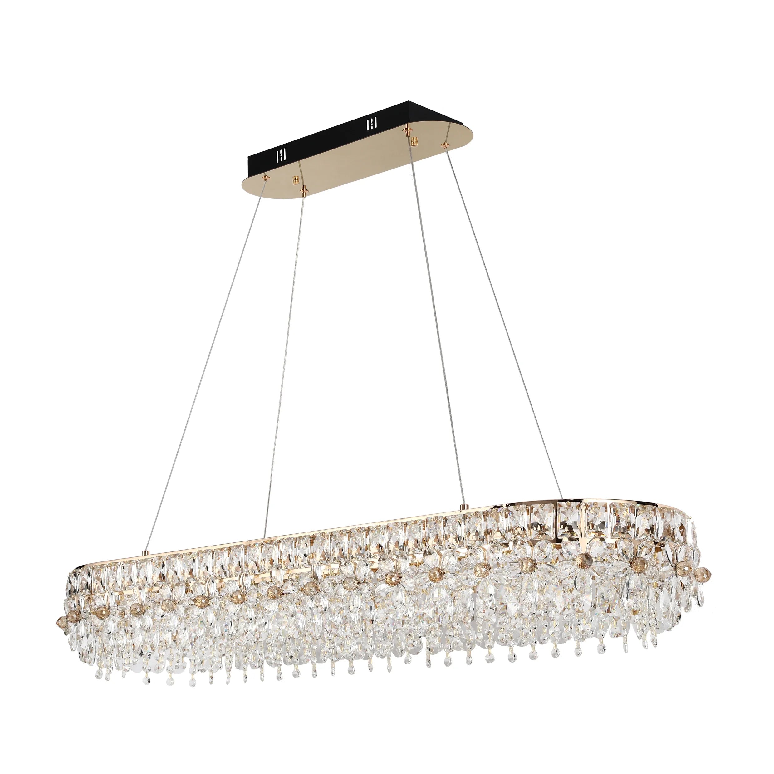 Dimmable Gold Tiered Crystal Chandelier