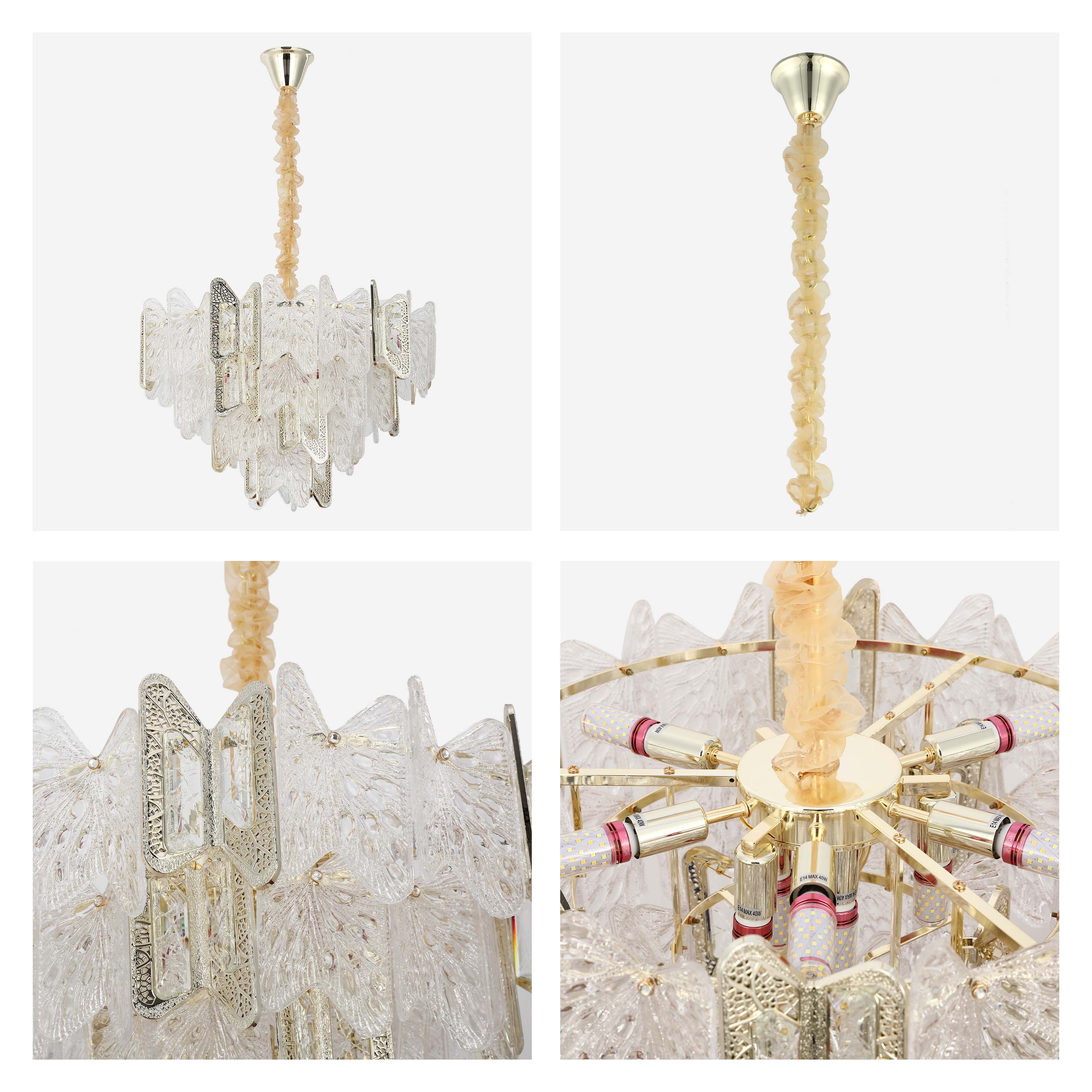 Luxury Gold Crystal Chandelier Dimmable Pendant Light E14