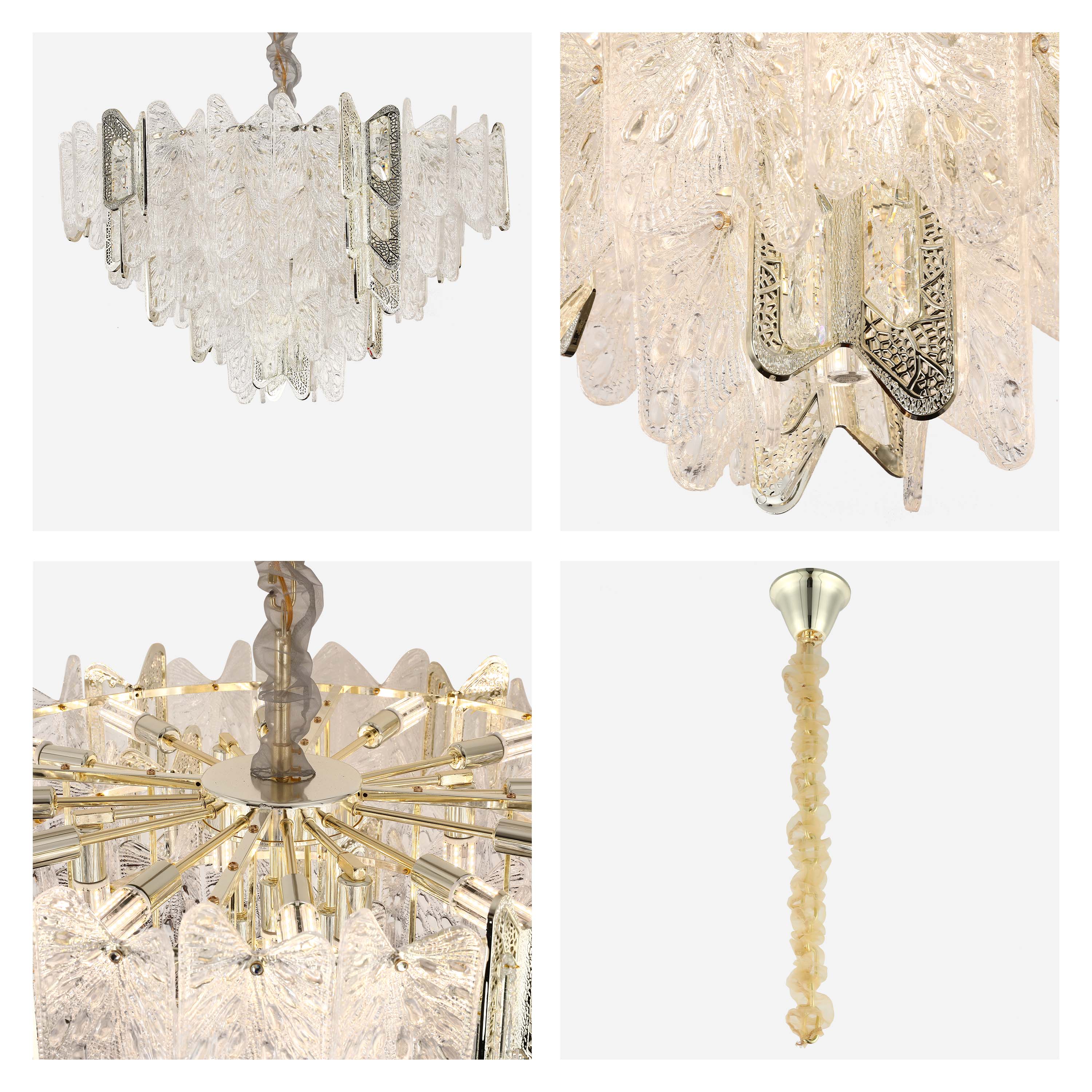 Luxury Gold Crystal Chandelier Dimmable Pendant Light E14