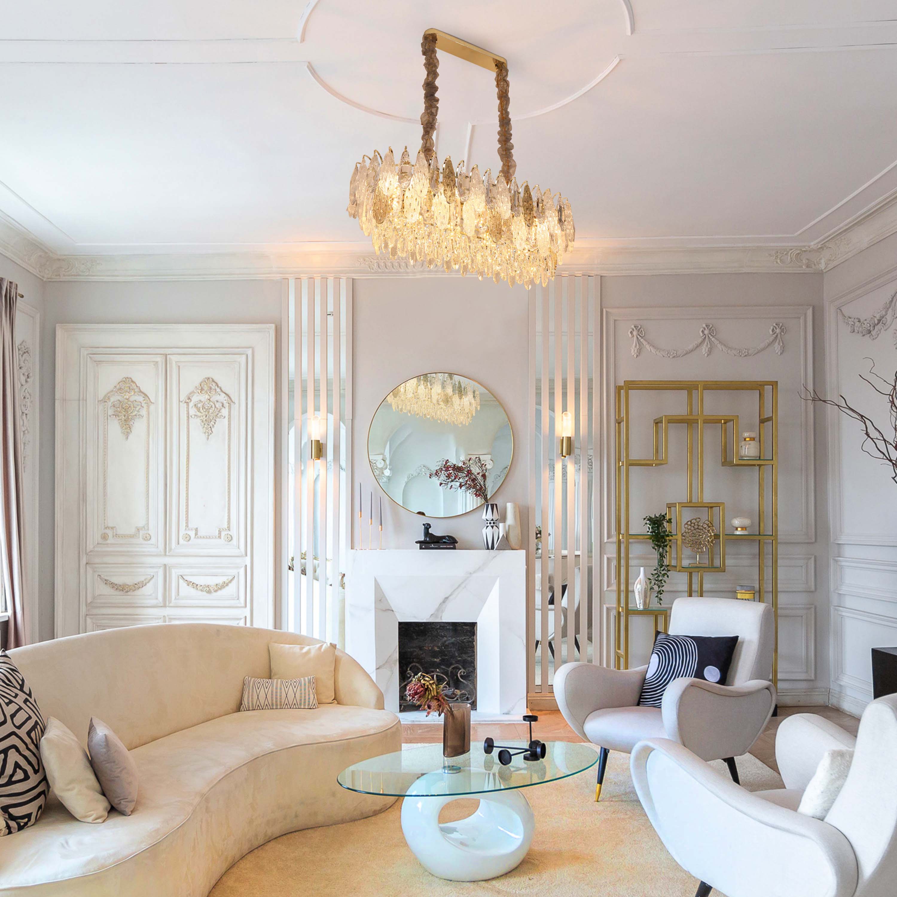 Luxury Gold Crystal Chandelier Dimmable Pendant Light E14