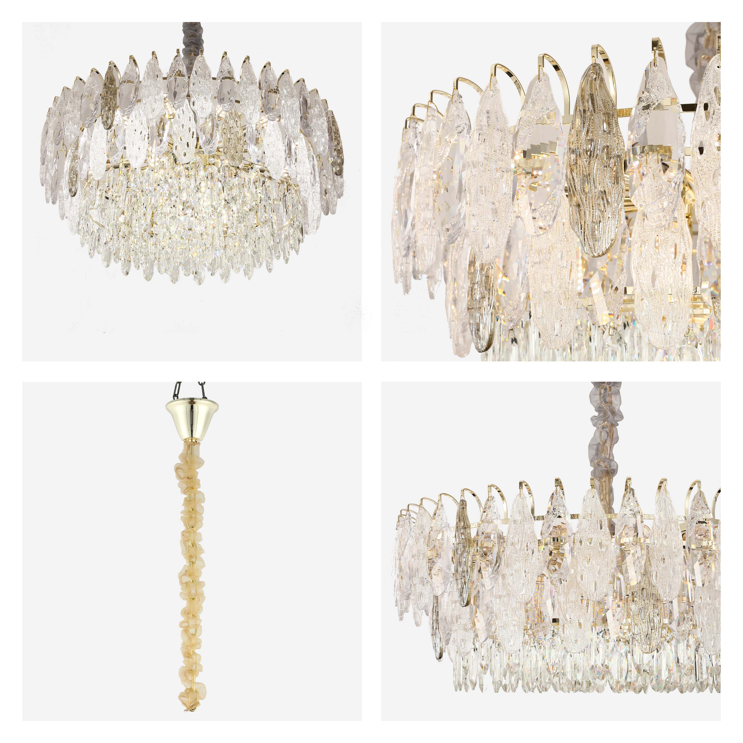 Luxury Gold Crystal Chandelier Dimmable Pendant Light E14