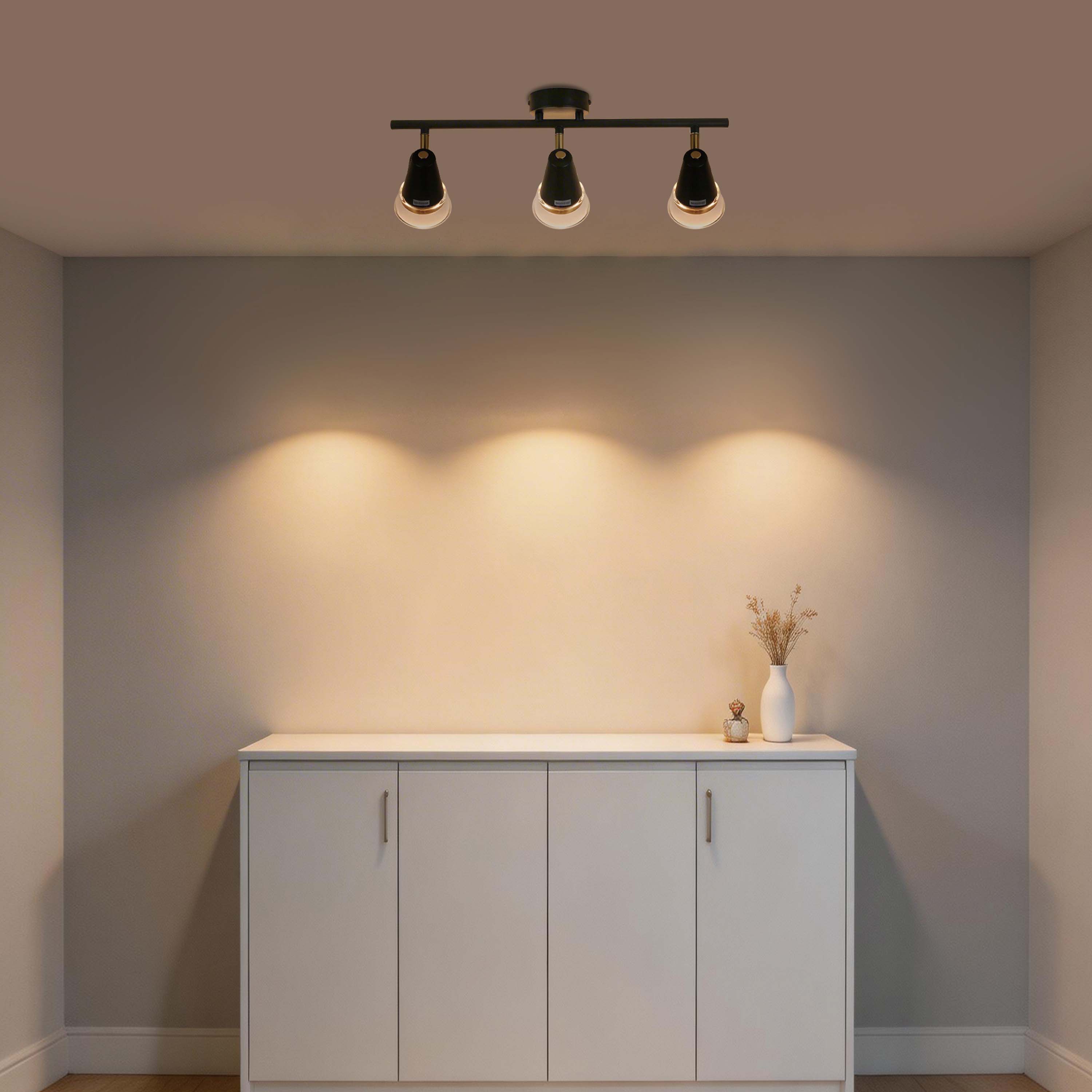 Modern Black & Brass Linear Spotlight Bar, GU10 Dimmable