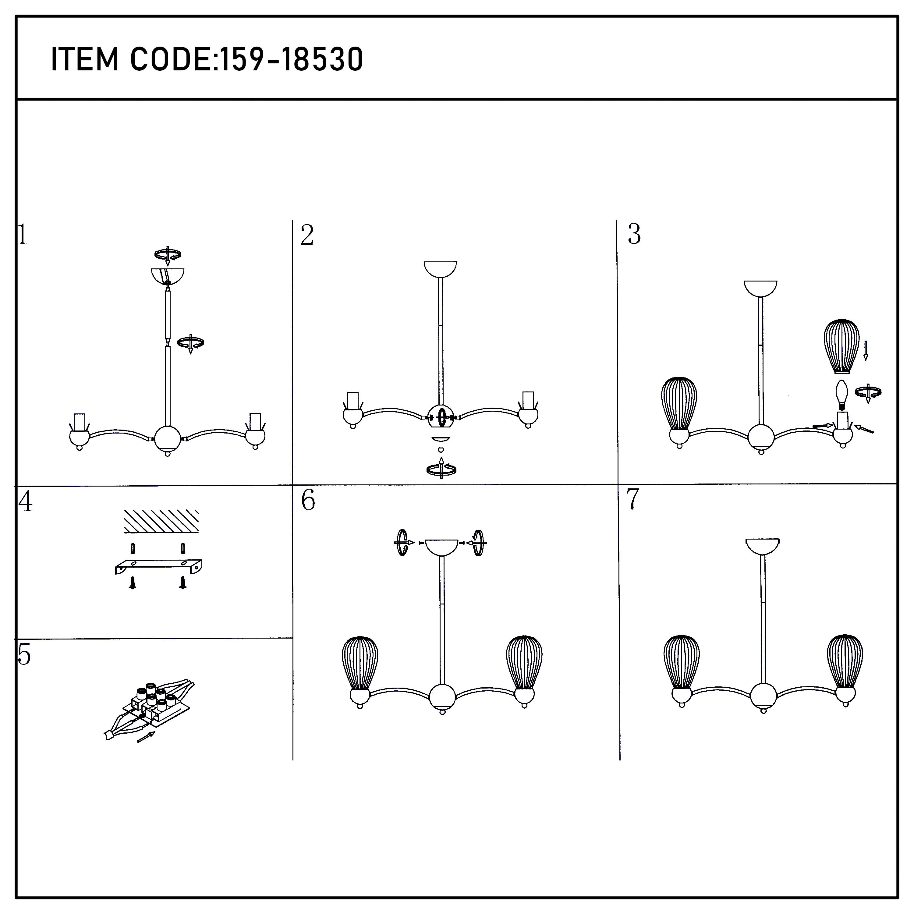 Antique Brass Modern Ceiling Light with Clear Glass Shades, 5 & 7-Light E14