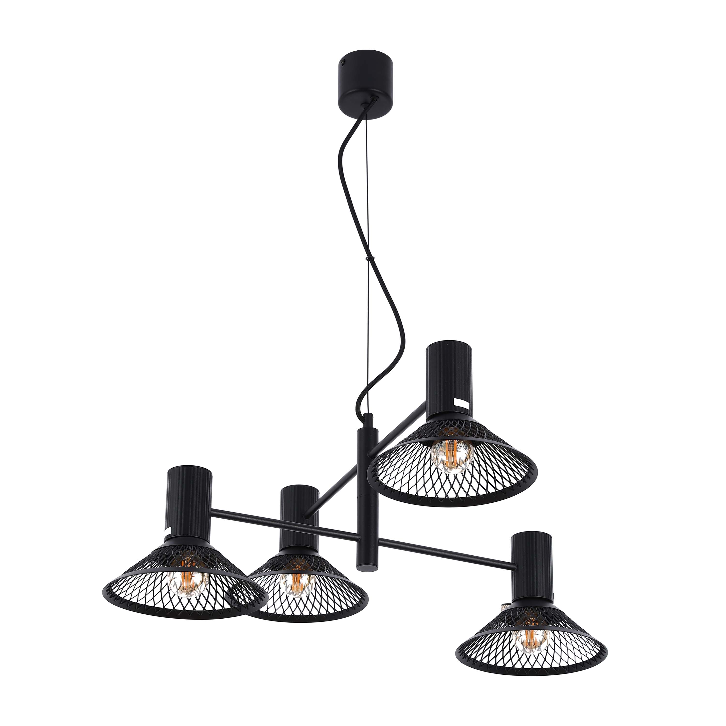 Modern Matte Black Disc Shade Pendant Light, 1 to 8-Light E14