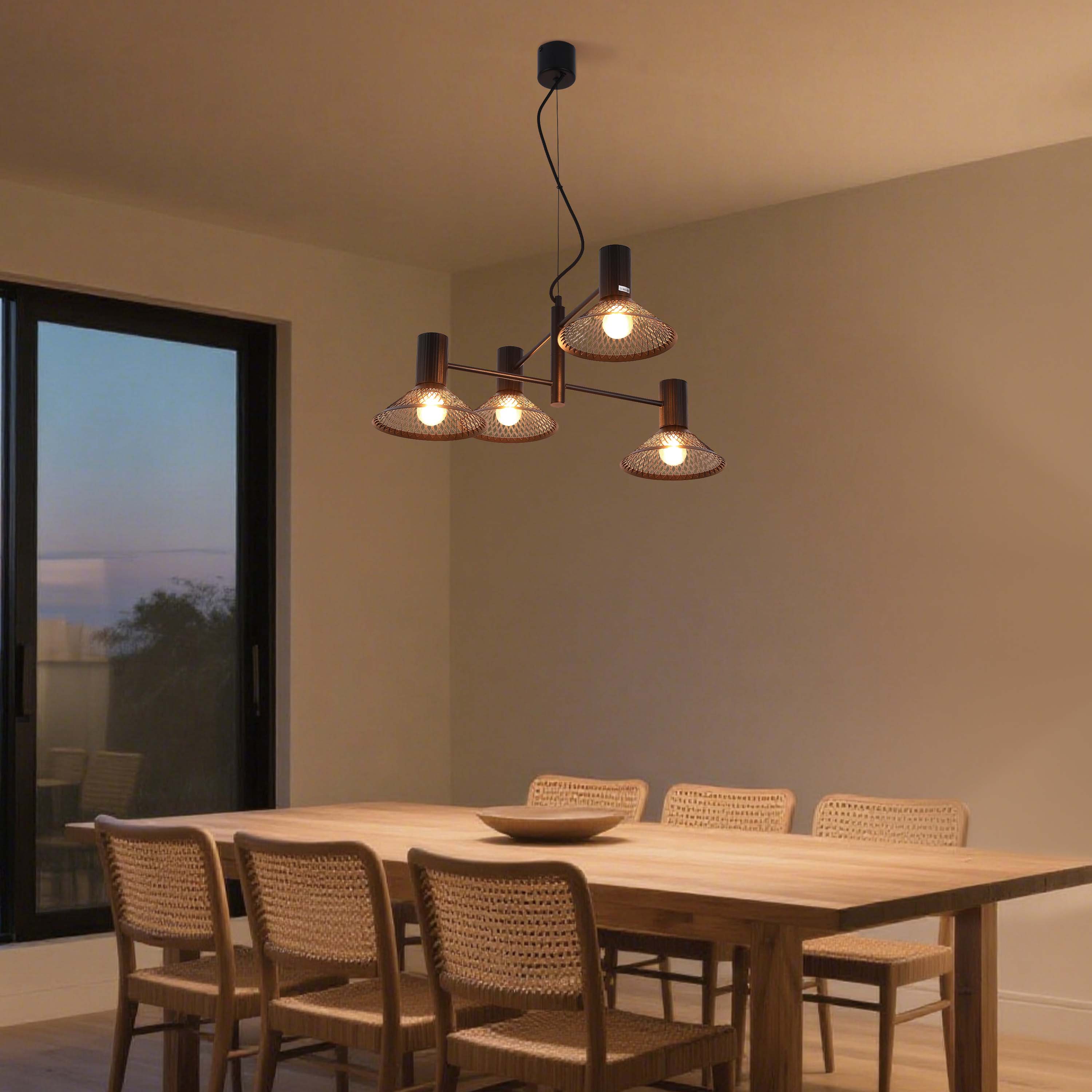 Modern Matte Black Disc Shade Pendant Light, 1 to 8-Light E14