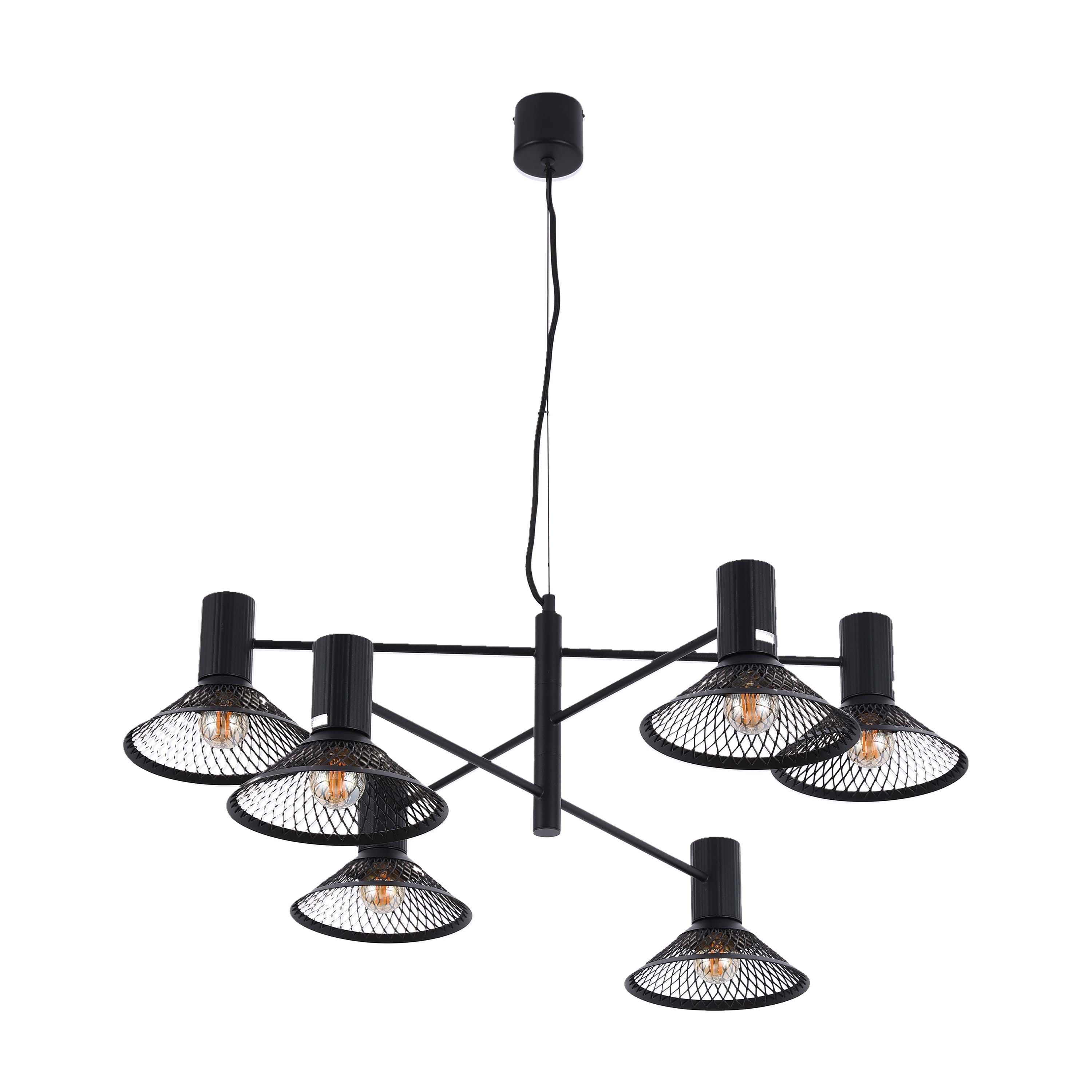 Modern Matte Black Disc Shade Pendant Light, 1 to 8-Light E14