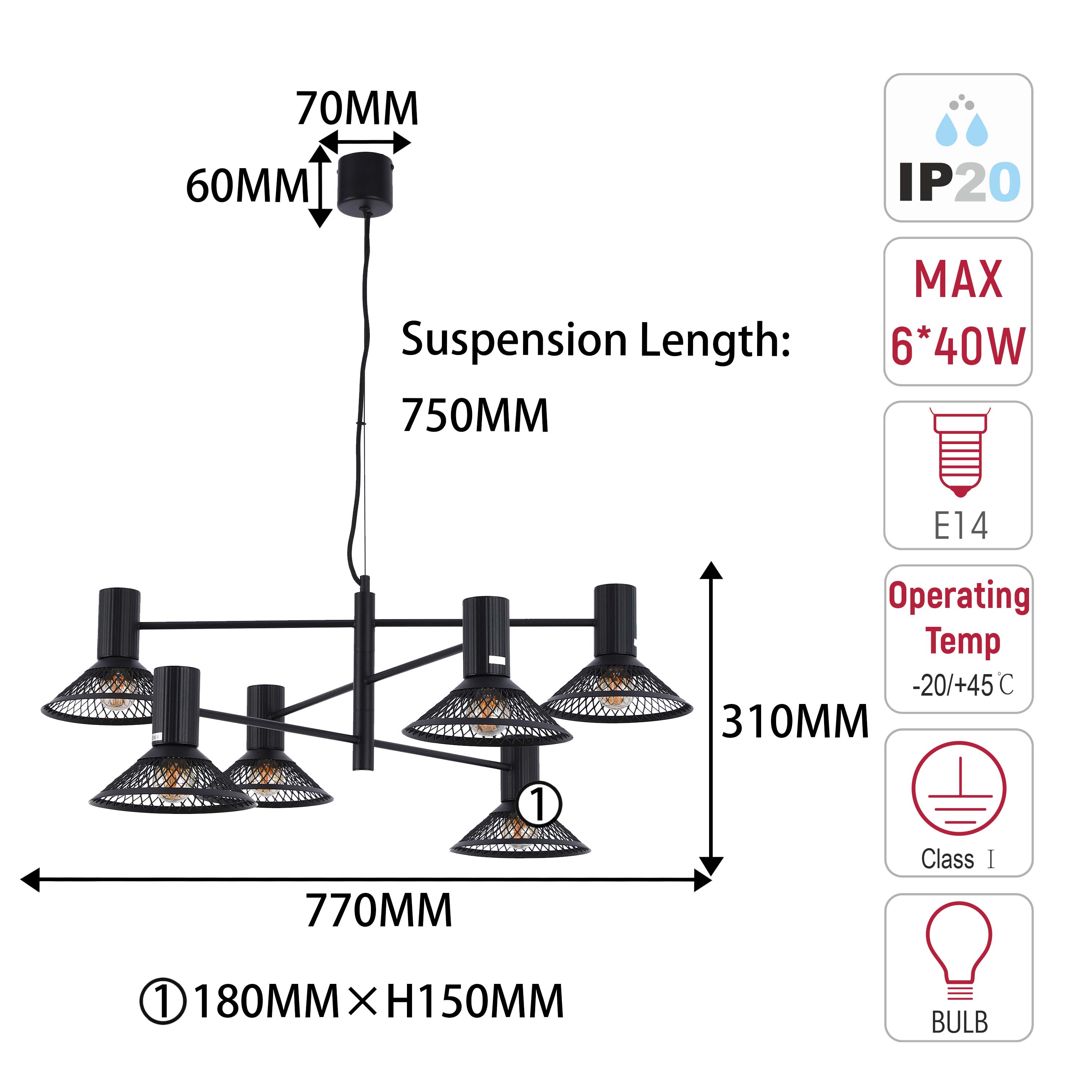 Modern Matte Black Disc Shade Pendant Light, 1 to 8-Light E14